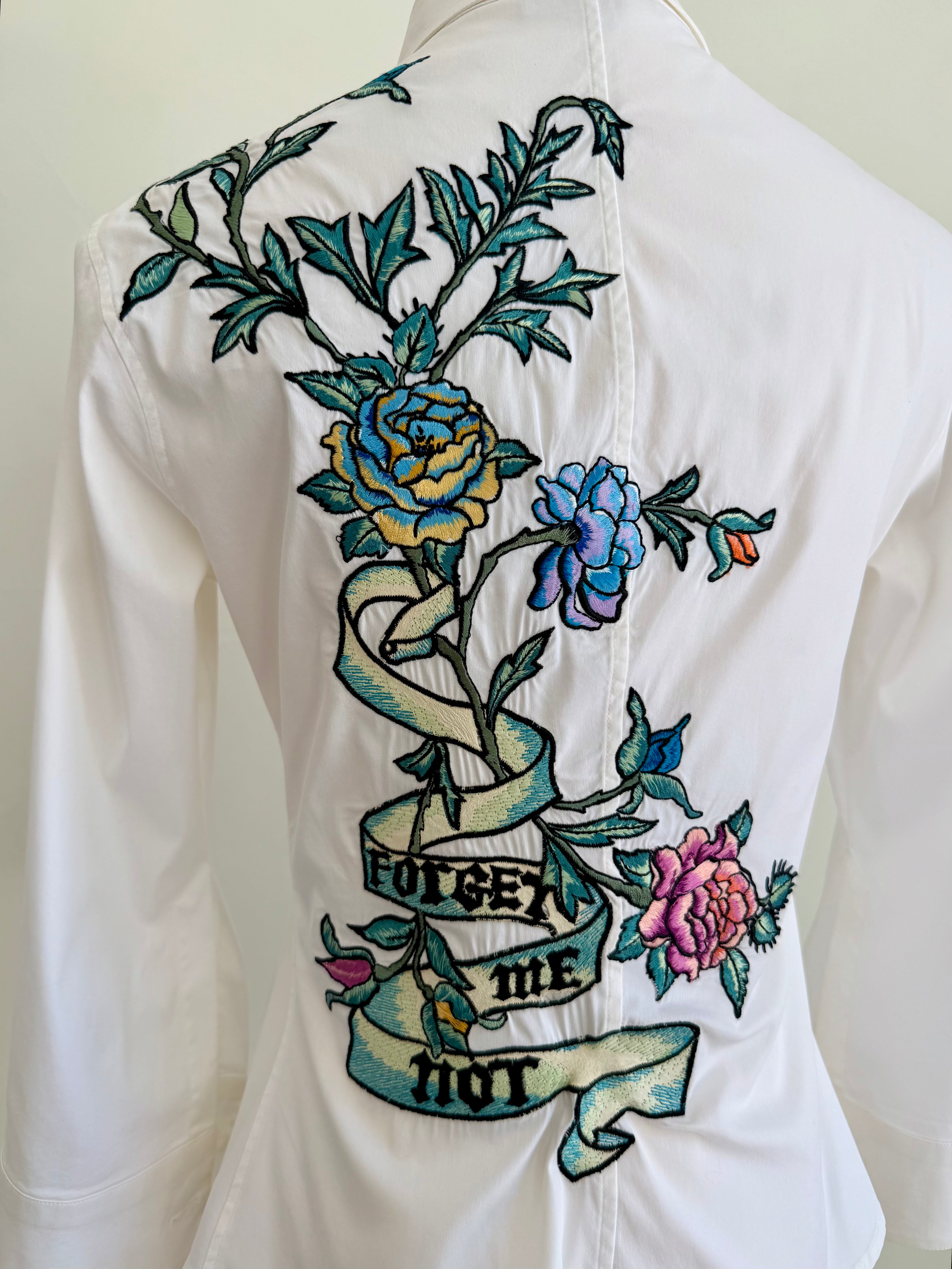 S/S 2003 “Forget Me Not” Embroidered White Shirt