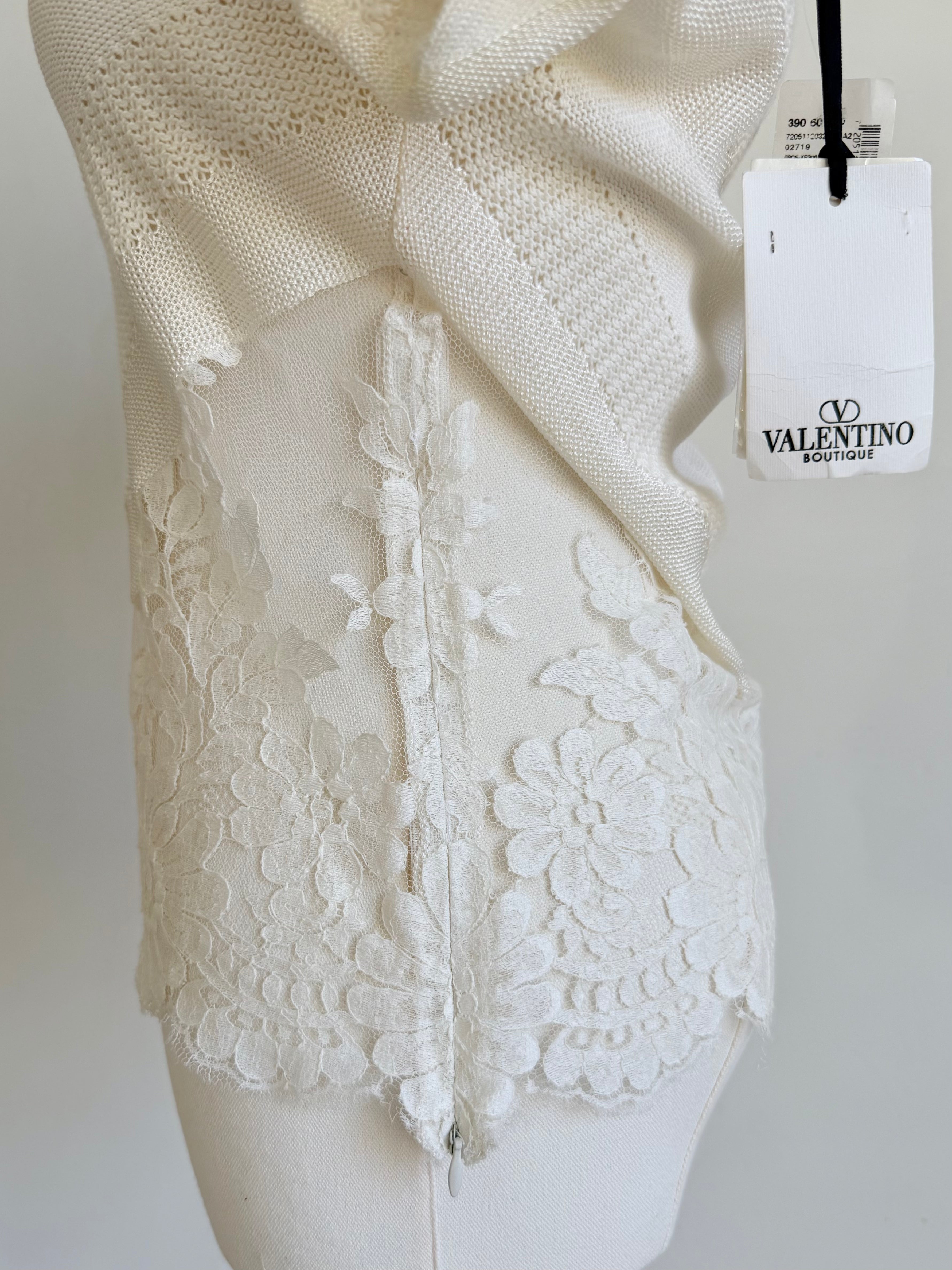 NWT Ivory Knit & Lace Panel Top