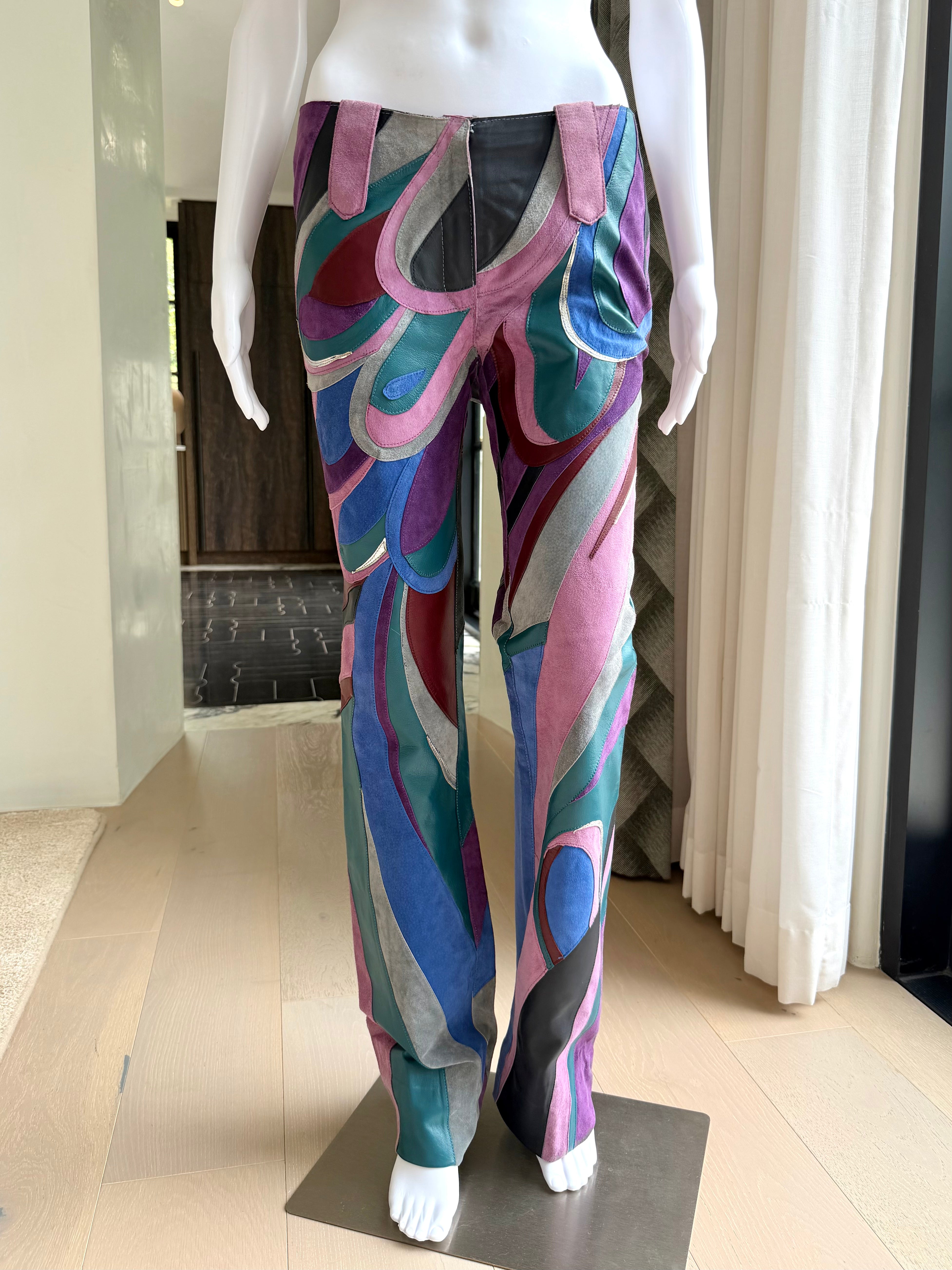 S/S 2002 Runway Suede “Swirl” Patchwork Pants
