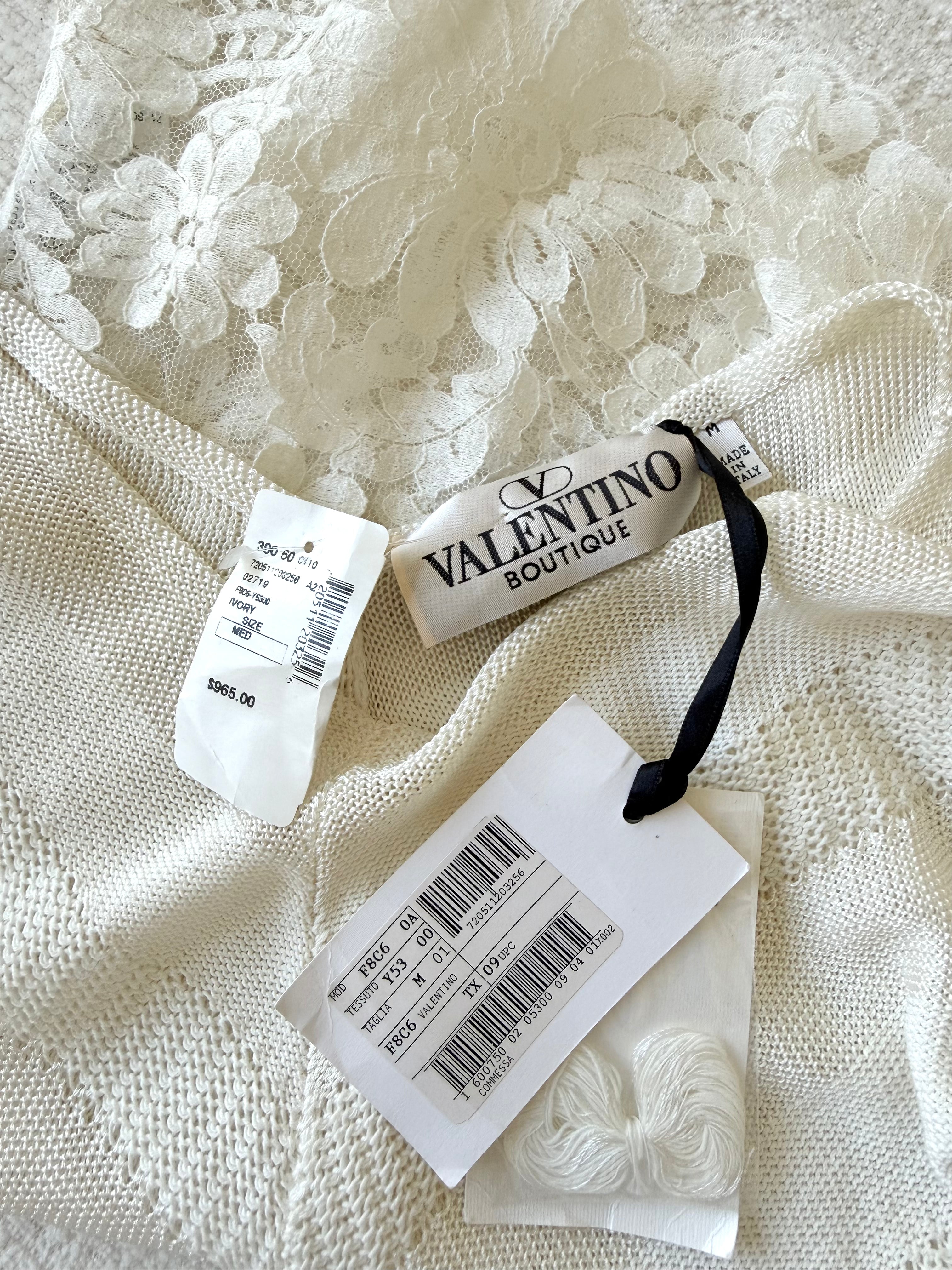 NWT Ivory Knit & Lace Panel Top