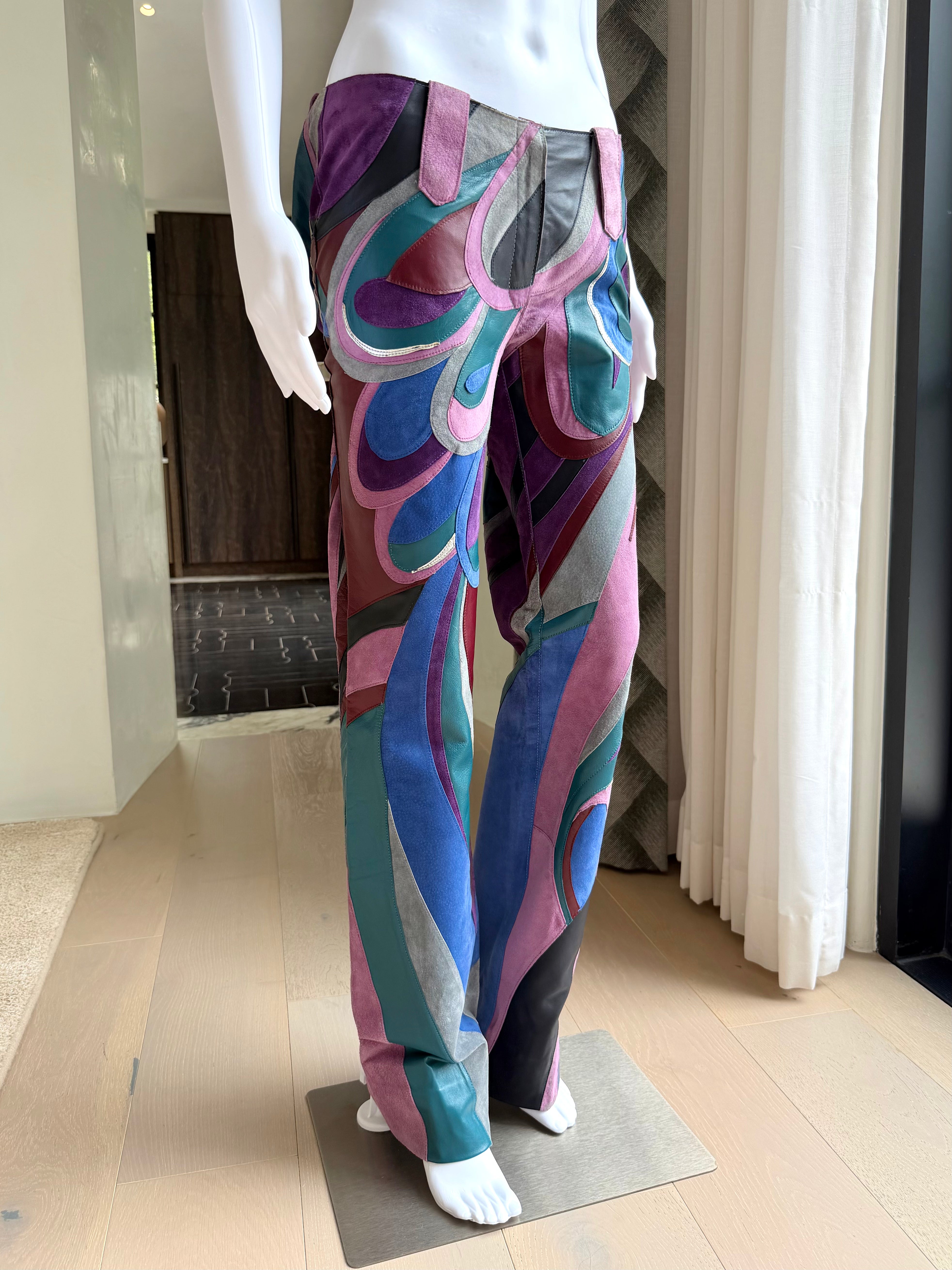 S/S 2002 Runway Suede “Swirl” Patchwork Pants