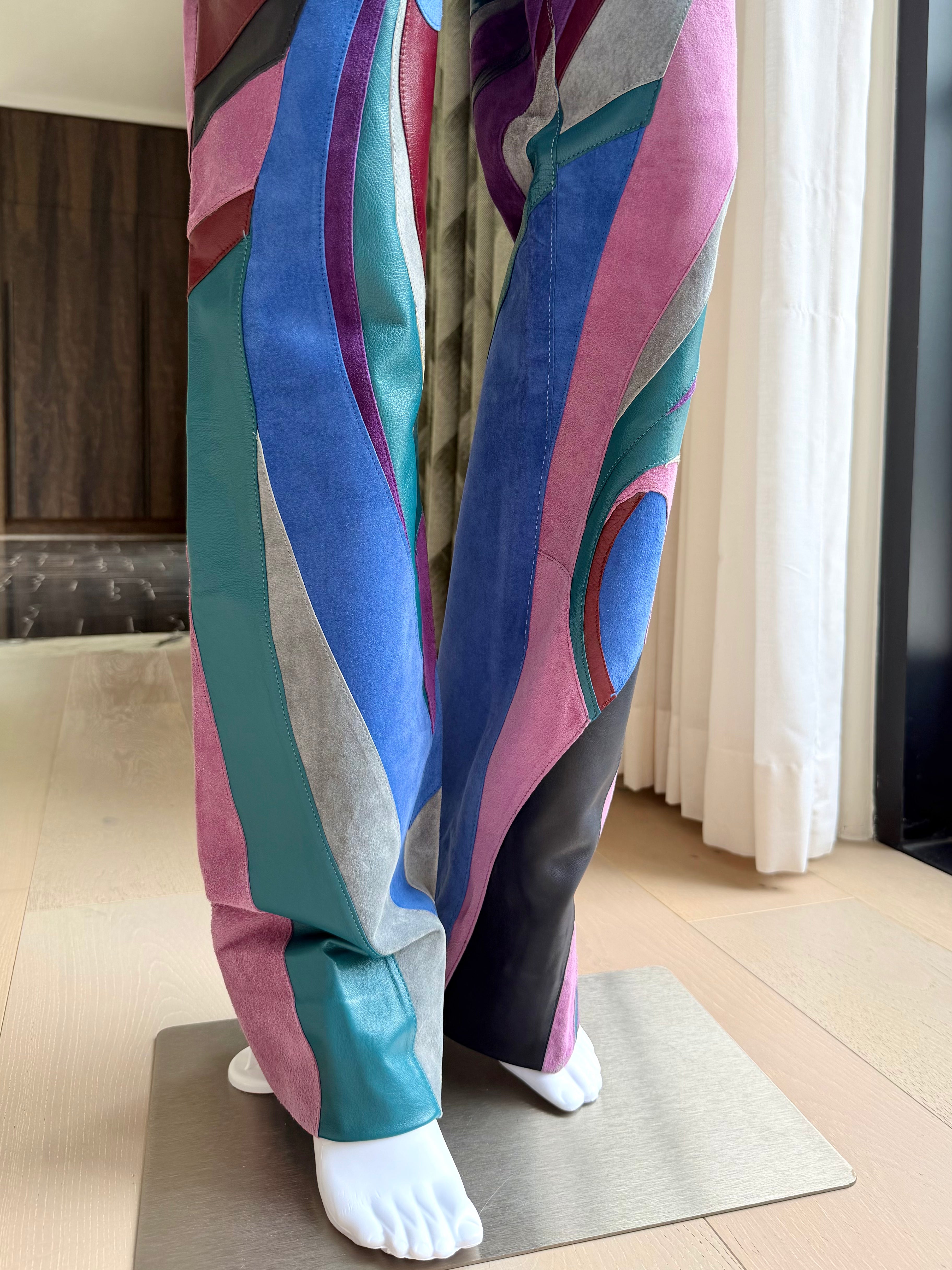 S/S 2002 Runway Suede “Swirl” Patchwork Pants