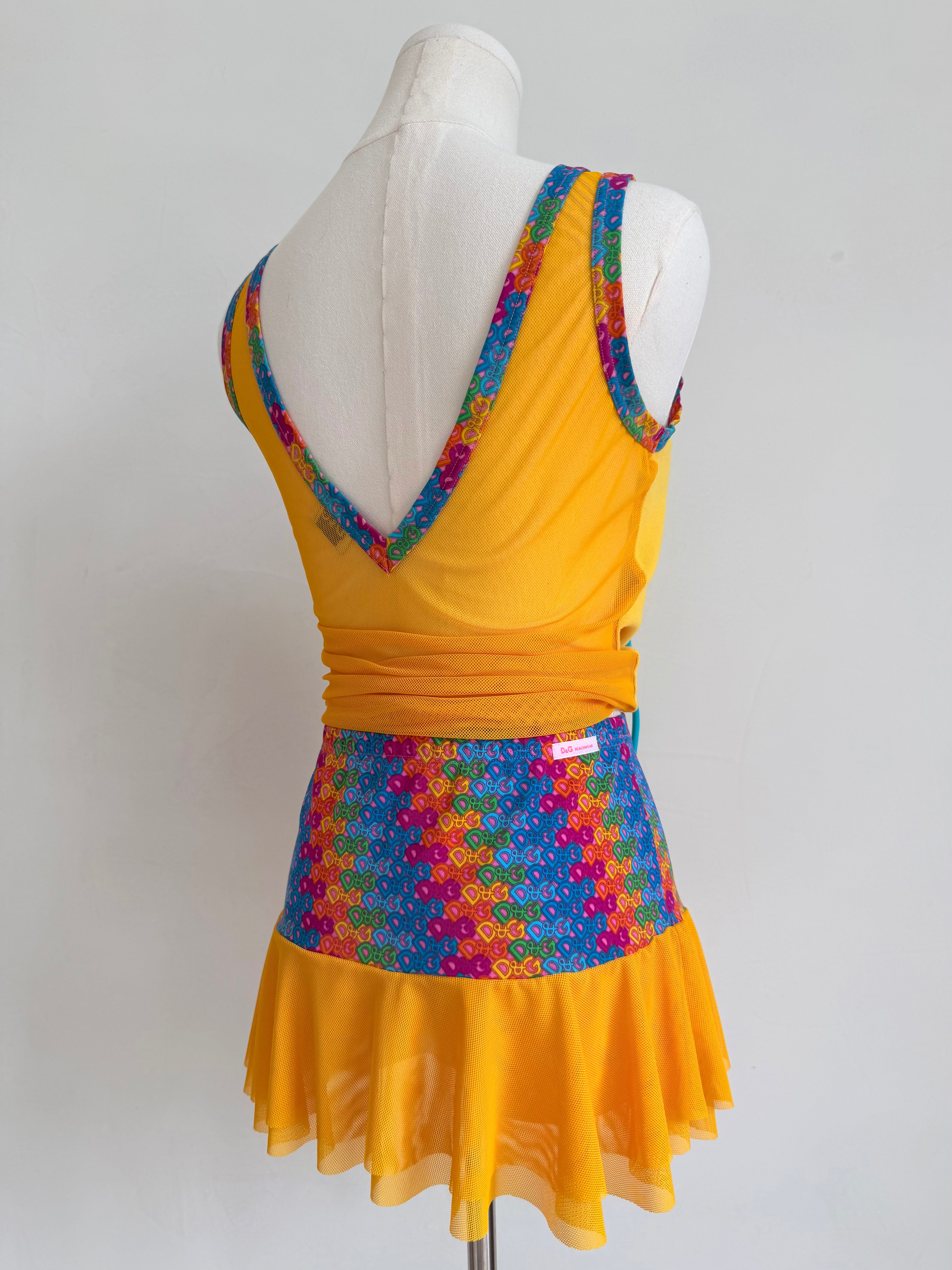 Rainbow Logo Micro Motif Lace Up Tank