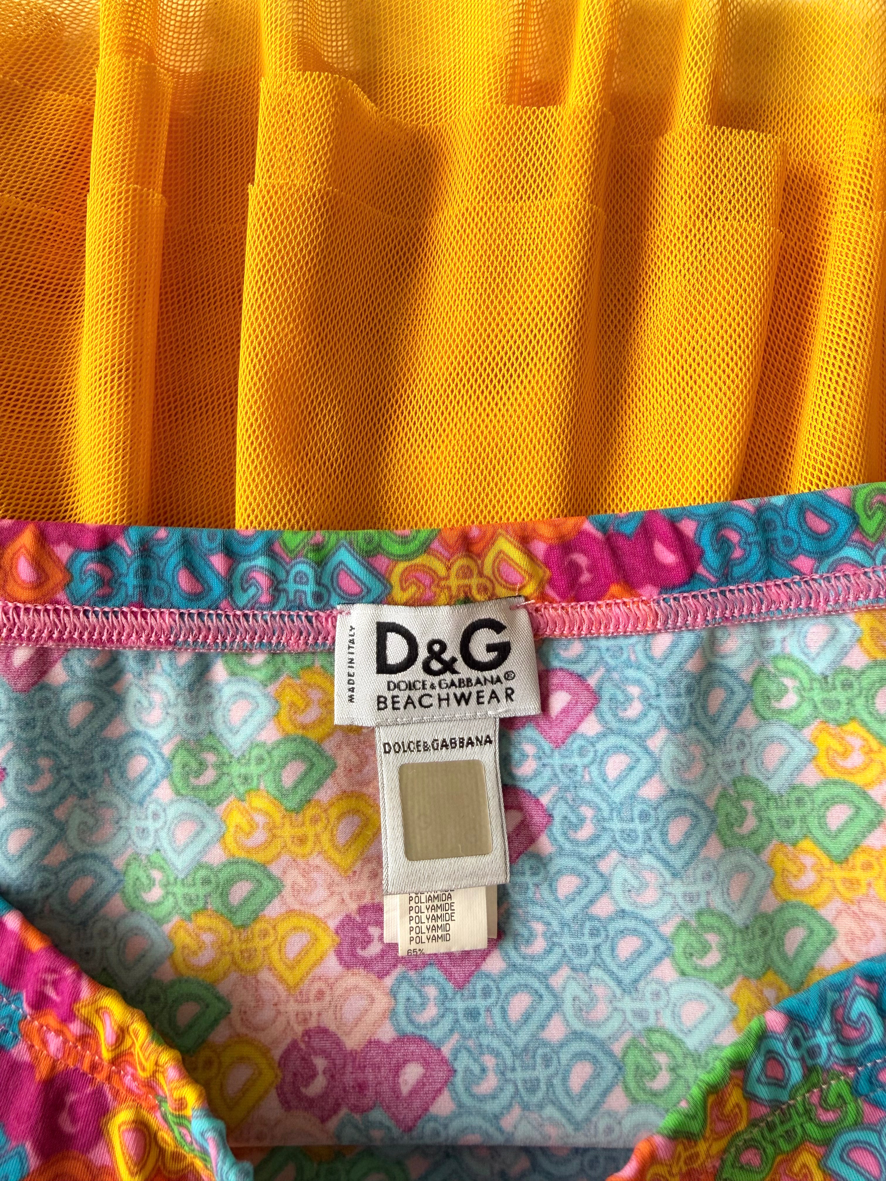 Rainbow Logo Mesh Ruffle Mini Skirt