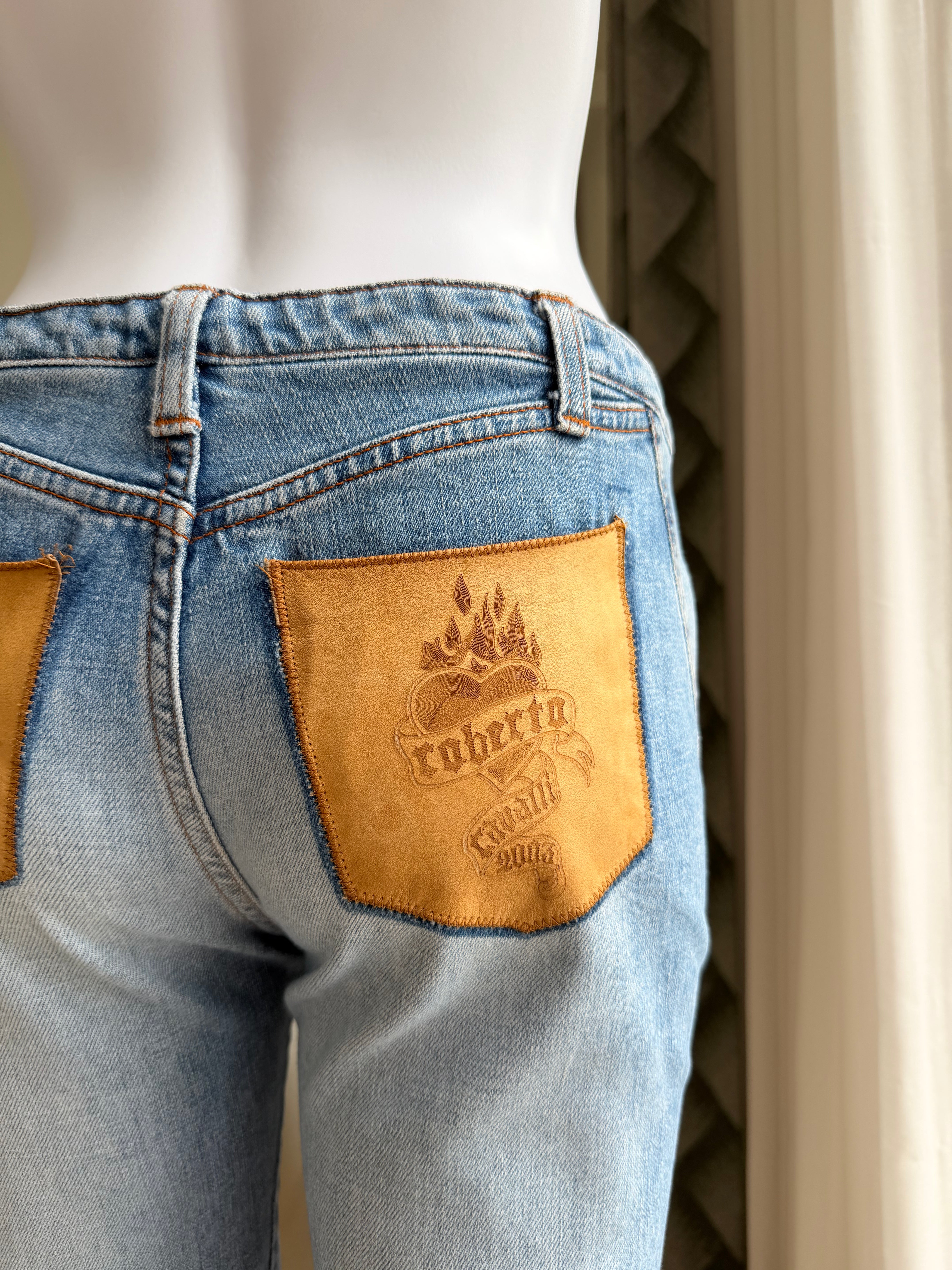 S/S 2003 "Tattoo" Patch Pocket Light Wash Jeans