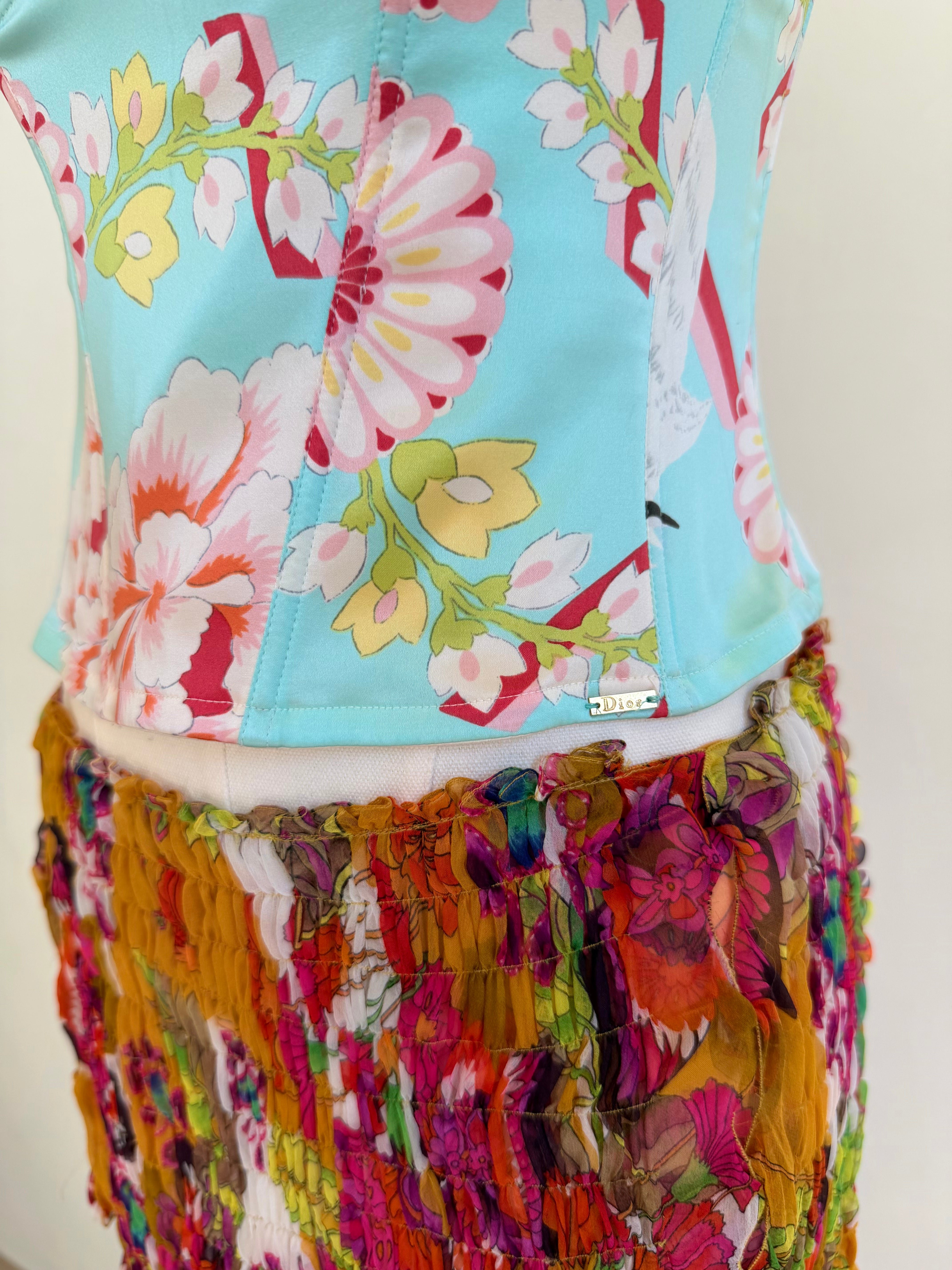 S/S 2003 Aqua Floral Underwire Corset Top