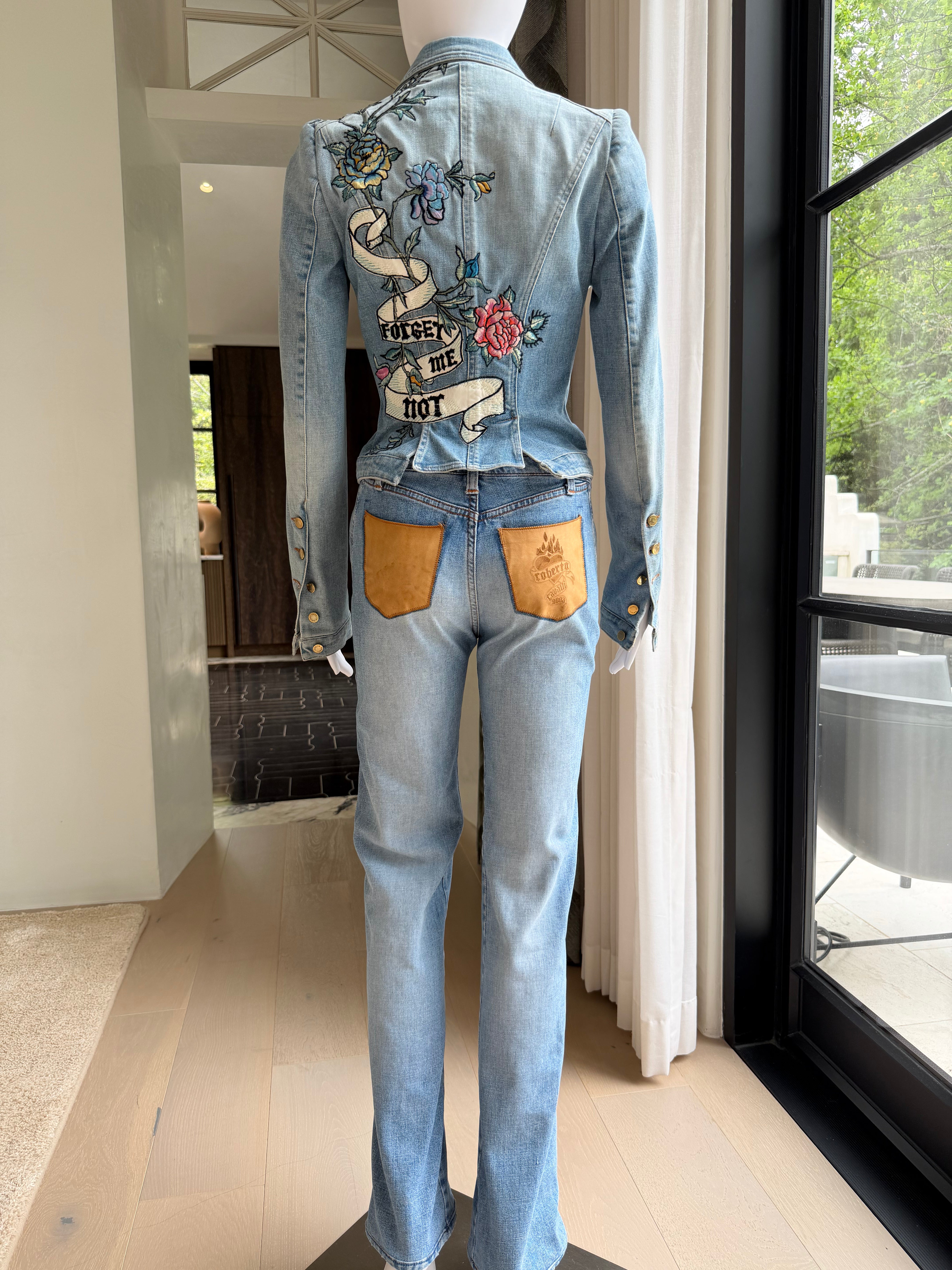 Denim “Forget Me Not” Floral Embroidered Jacket