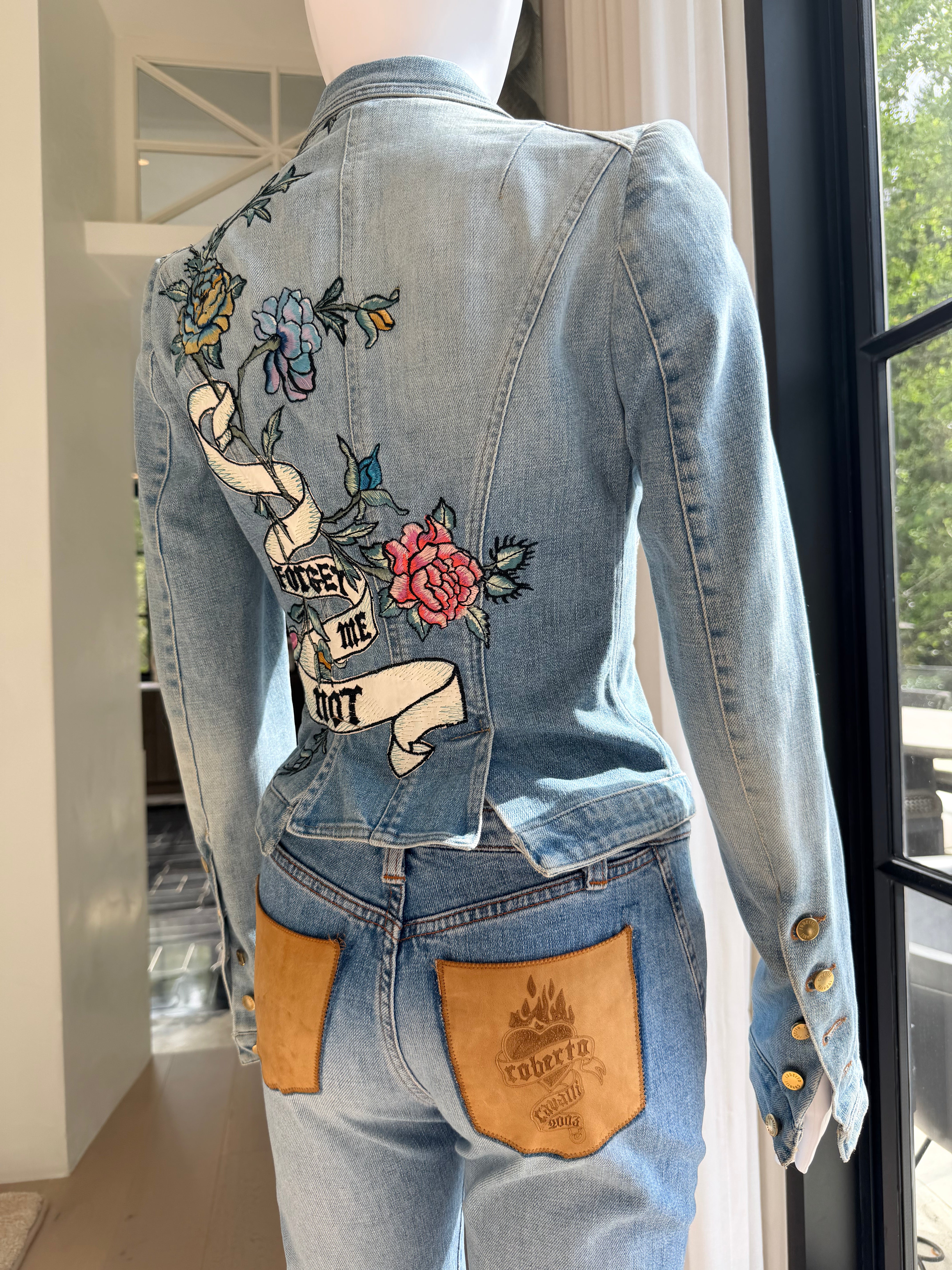Denim “Forget Me Not” Floral Embroidered Jacket