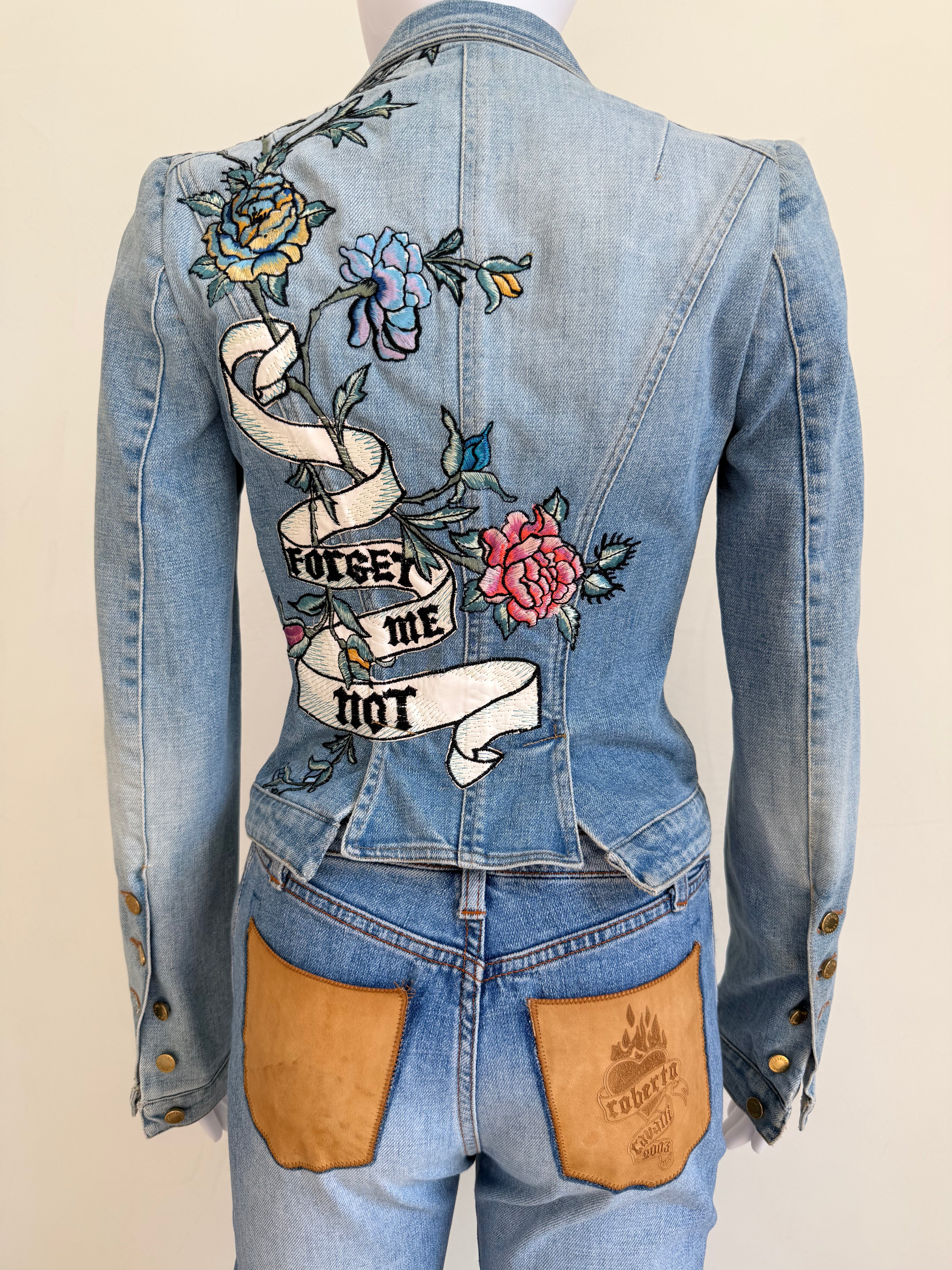 Denim “Forget Me Not” Floral Embroidered Jacket