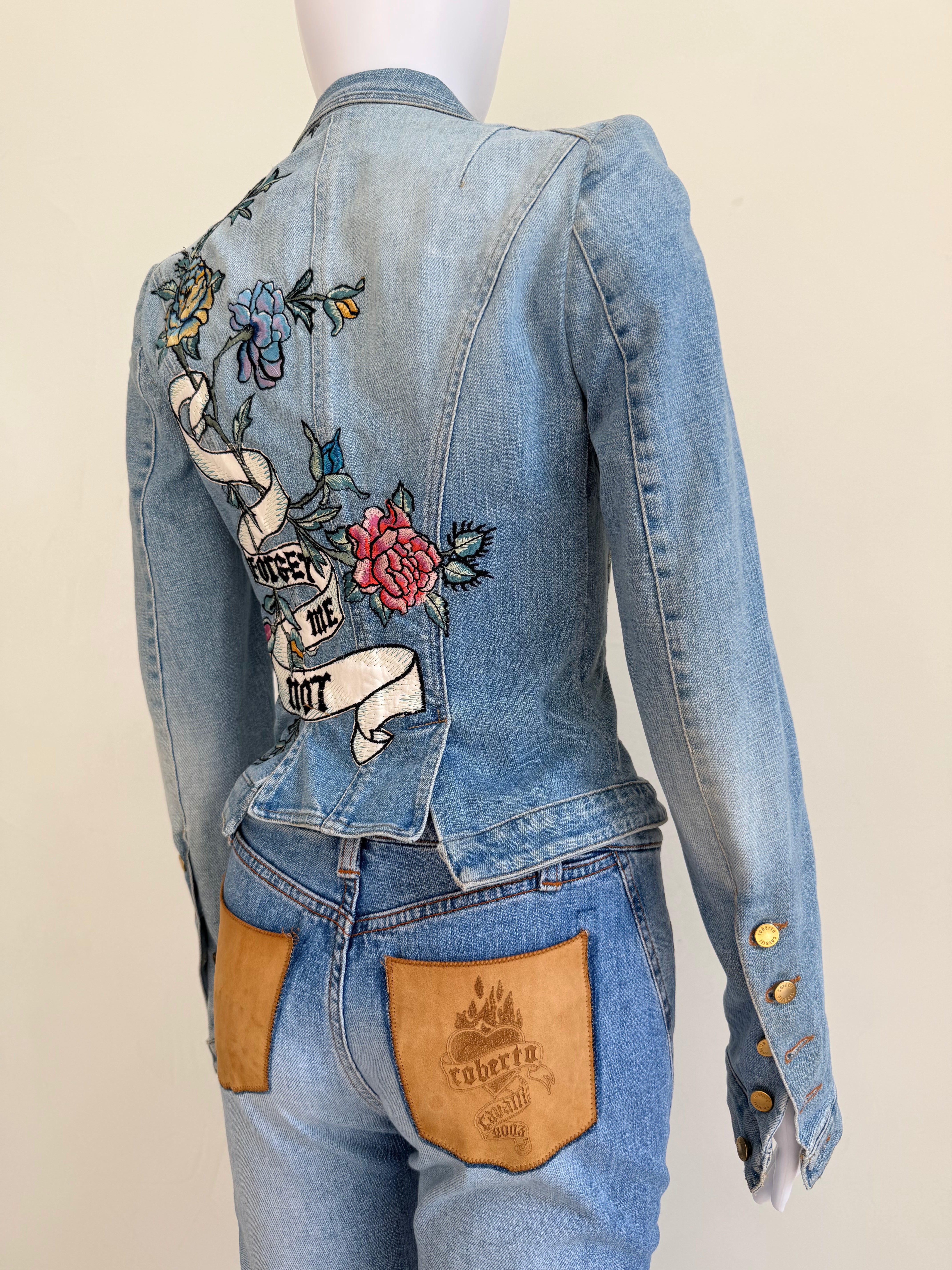 Denim “Forget Me Not” Floral Embroidered Jacket