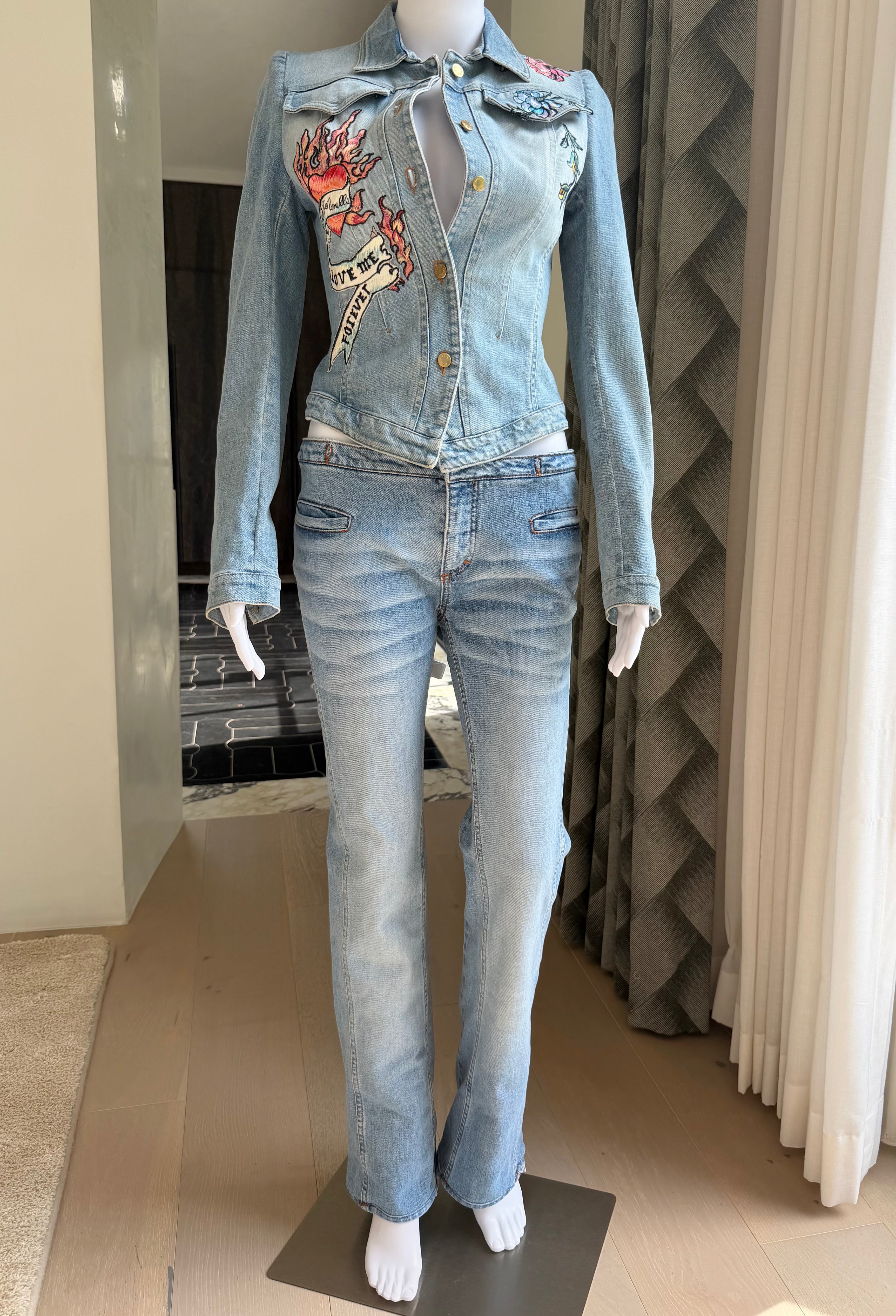 S/S 2003 "Tattoo" Patch Pocket Light Wash Jeans