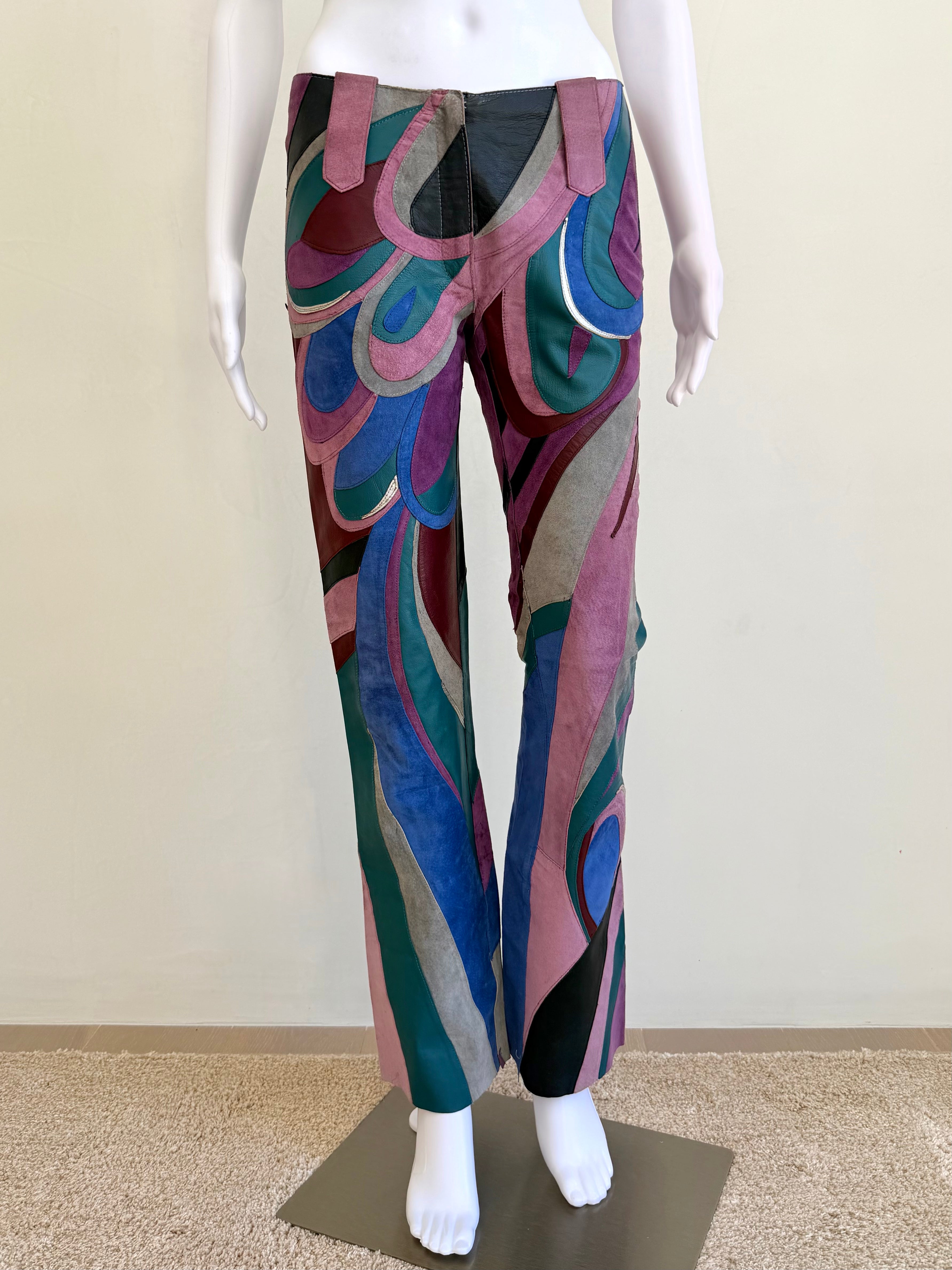 S/S 2002 Runway Suede “Swirl” Patchwork Pants