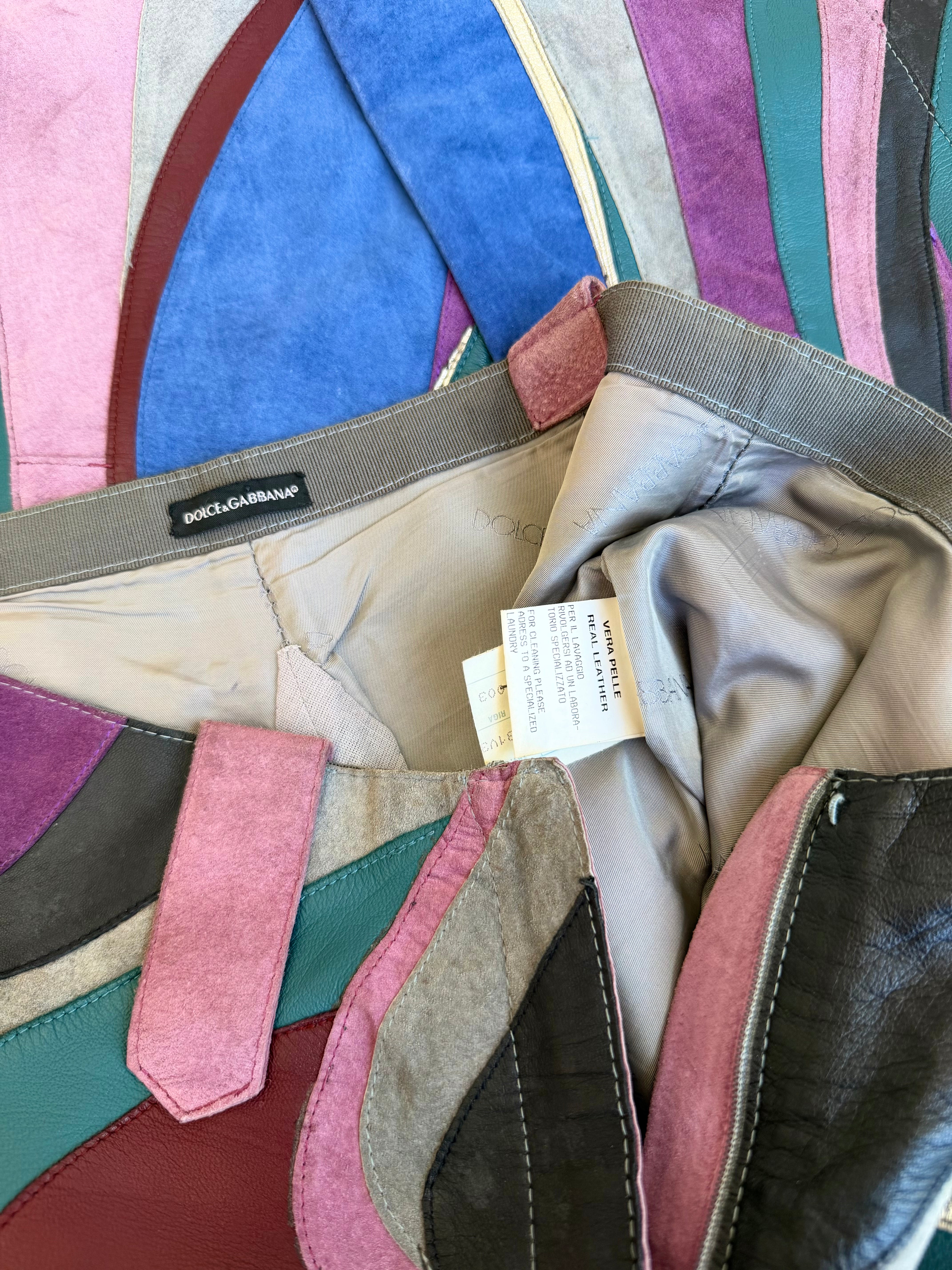 S/S 2002 Runway Suede “Swirl” Patchwork Pants