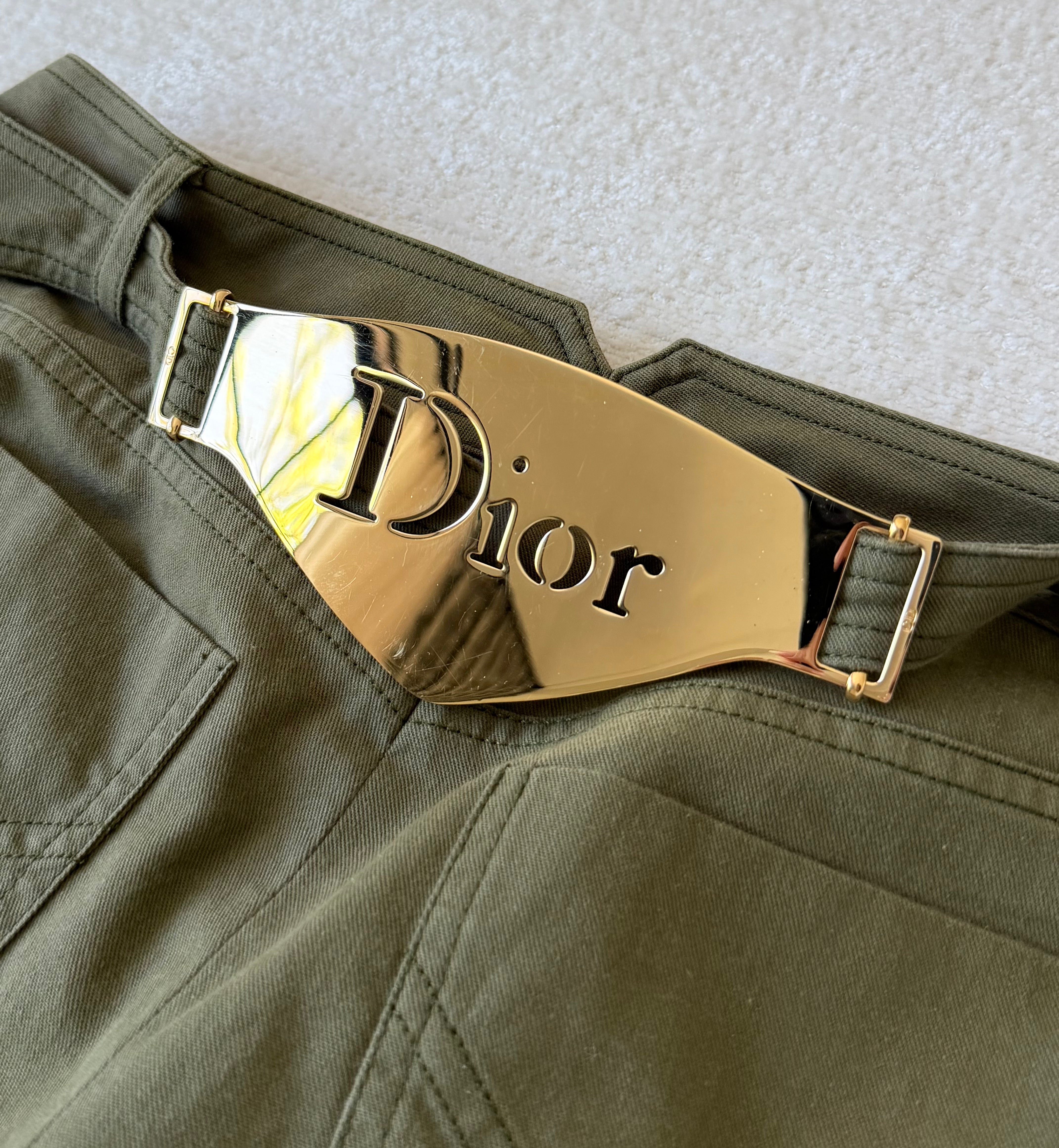 F/W 2002 Army & Gold Logo Name Plate Pants