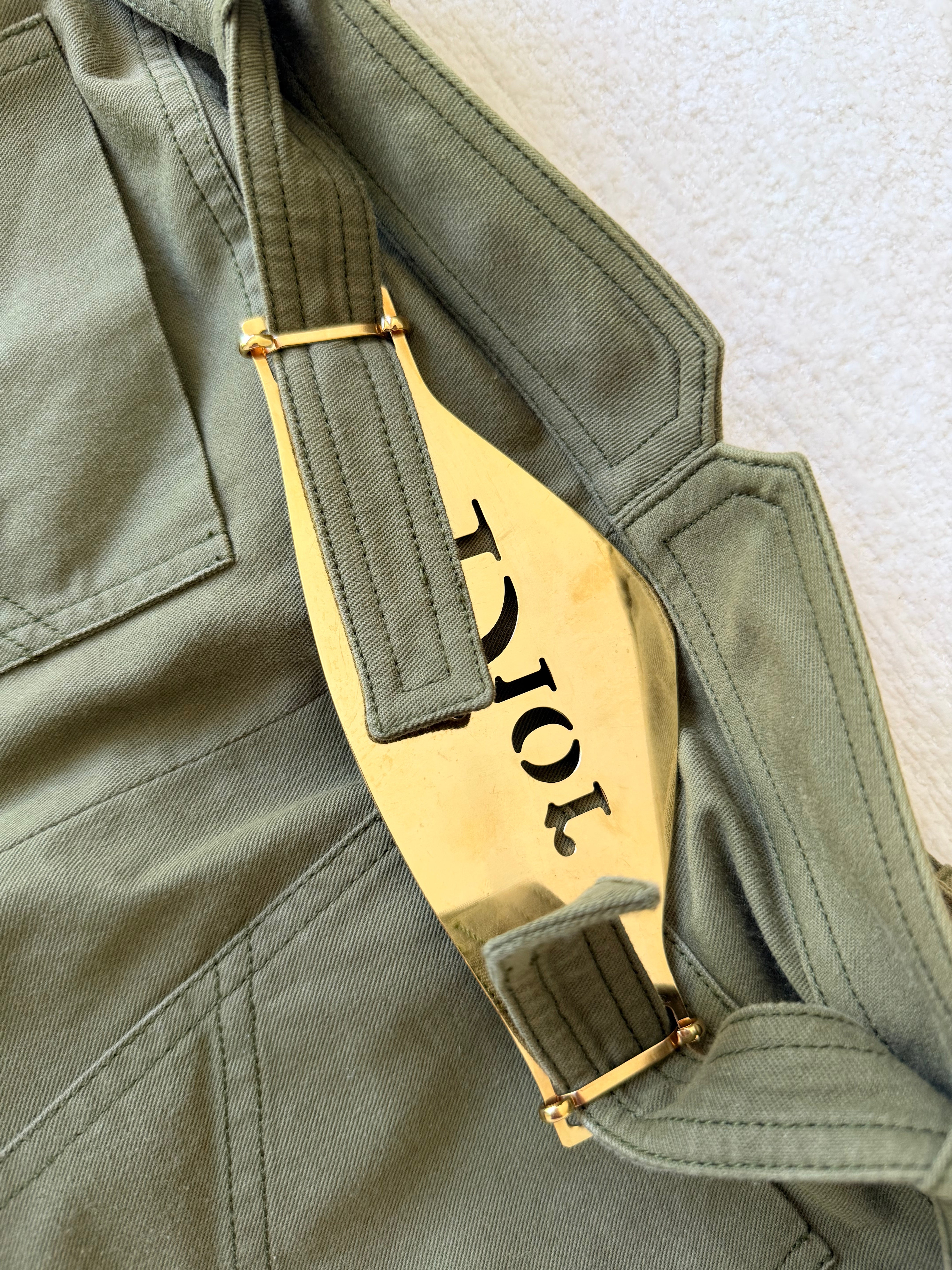 F/W 2002 Army & Gold Logo Name Plate Pants