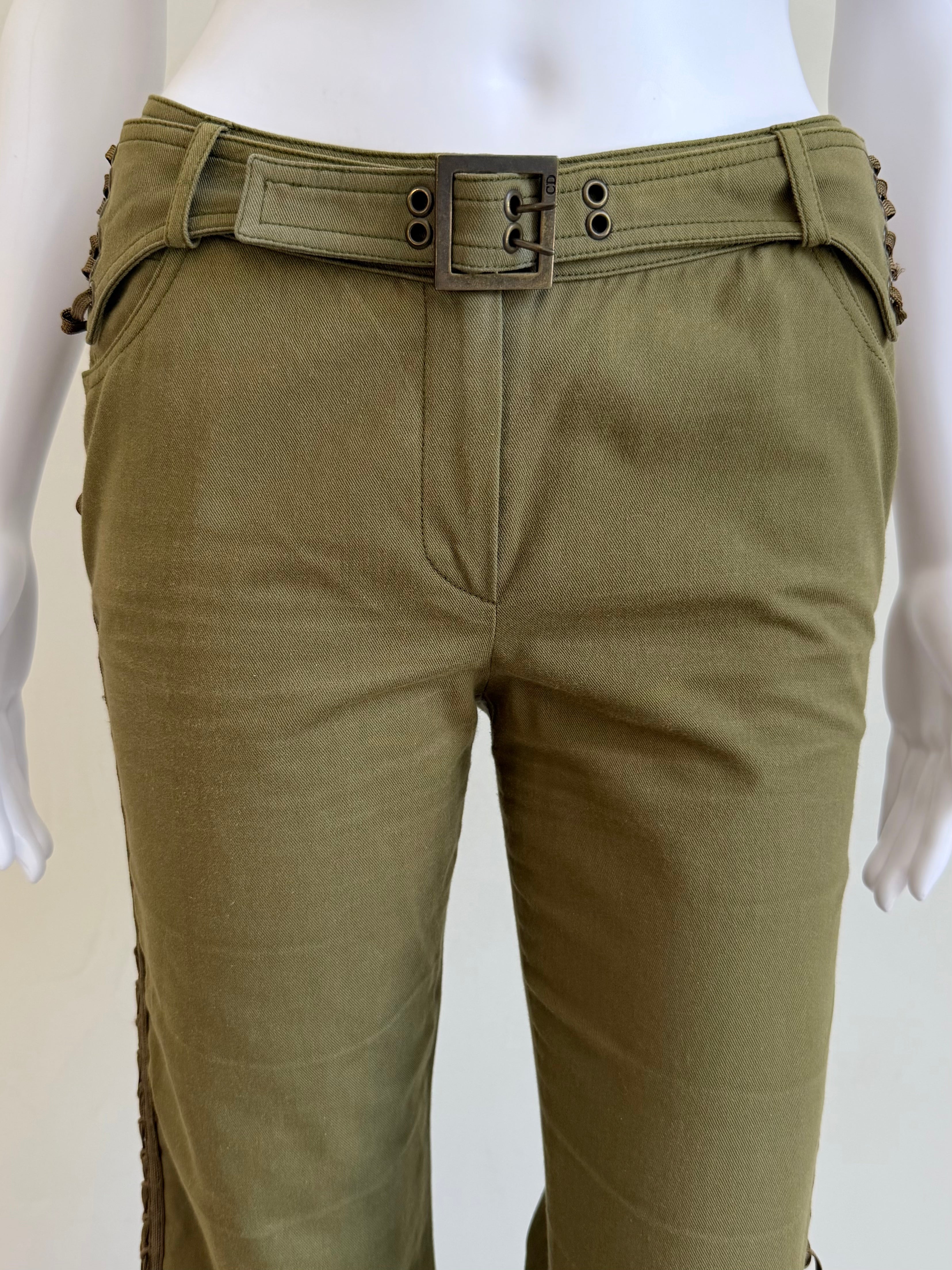 F/W 2002 Army & Gold Logo Name Plate Pants