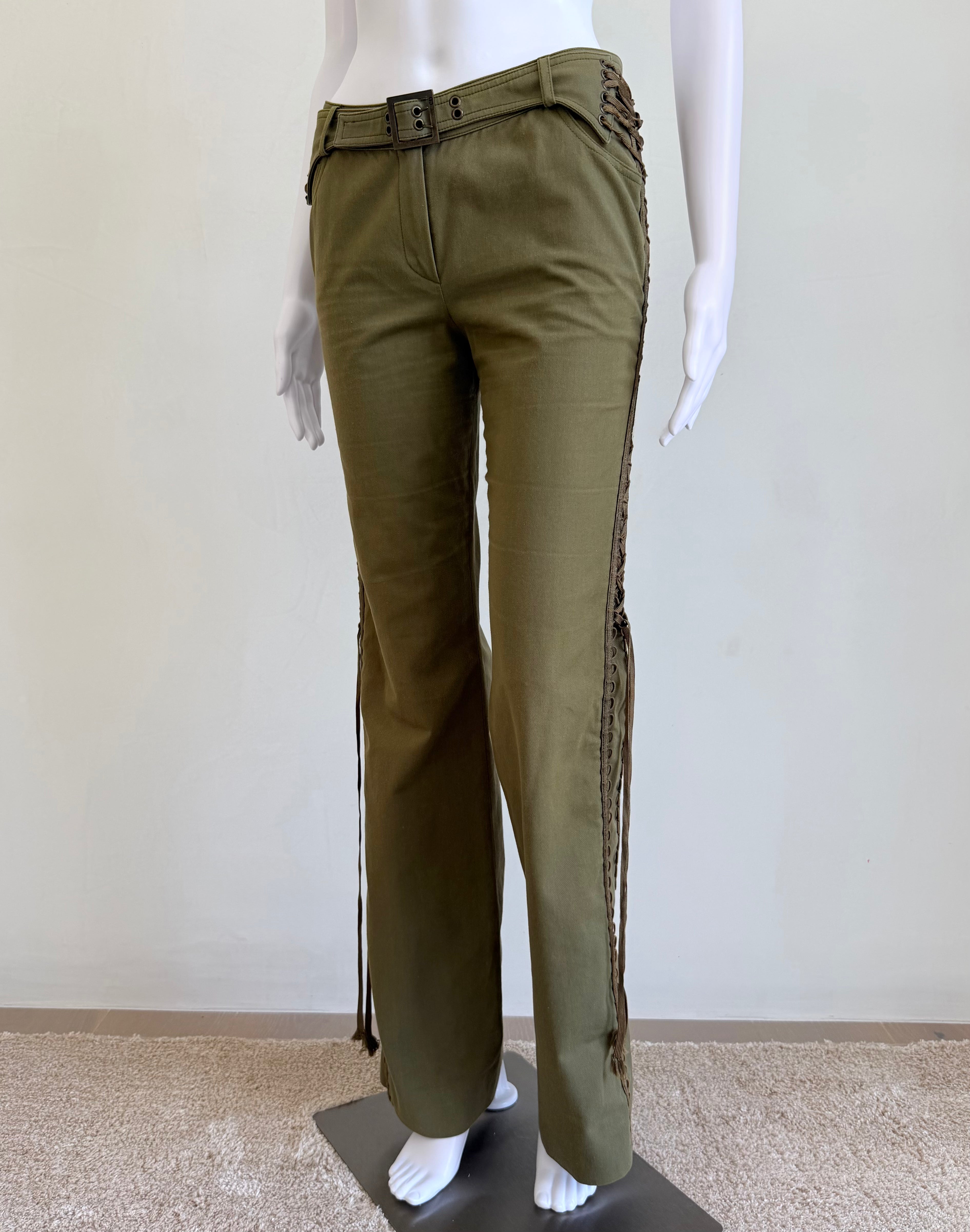 F/W 2002 Army & Gold Logo Name Plate Pants