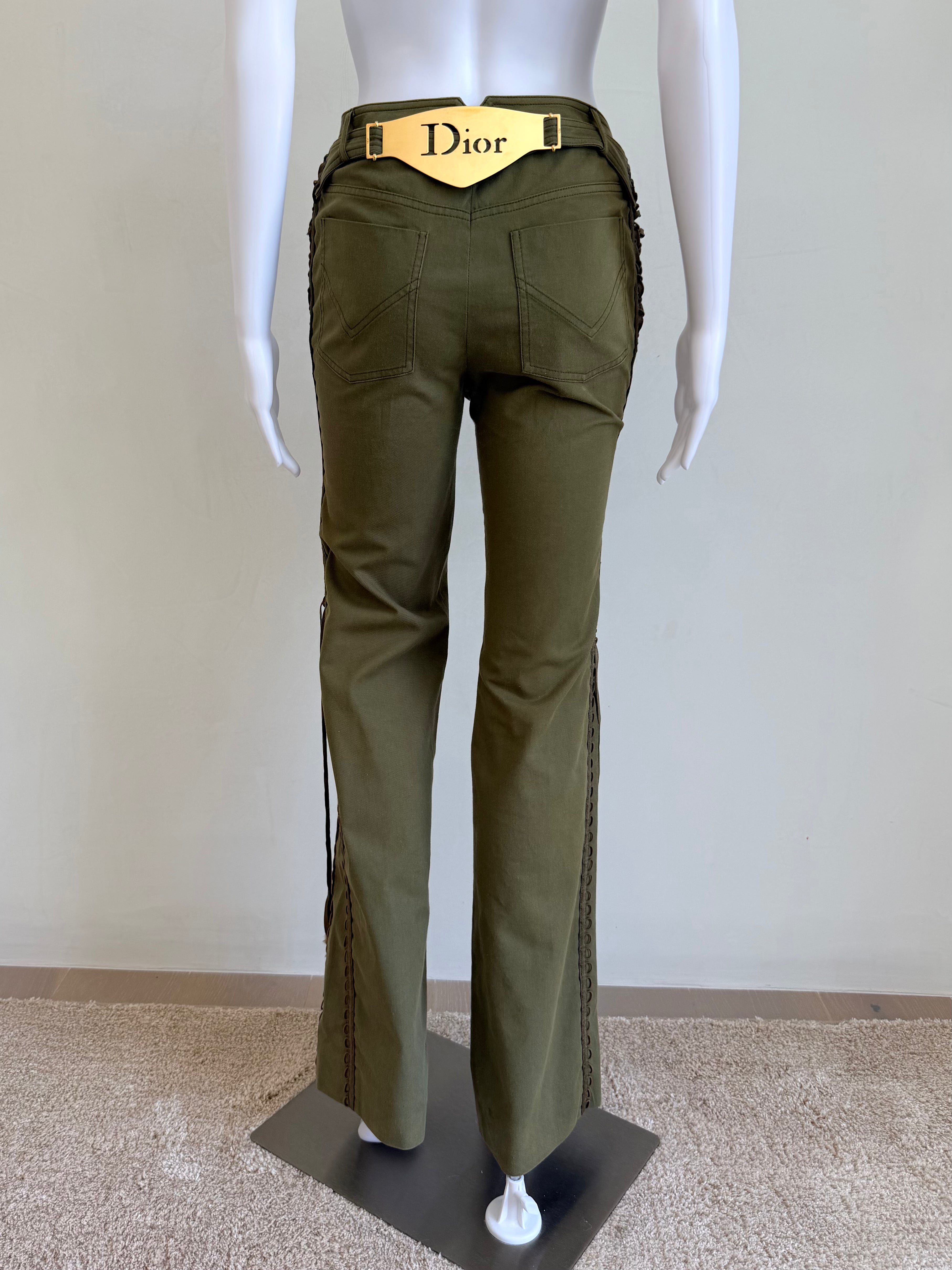 F/W 2002 Army & Gold Logo Name Plate Pants