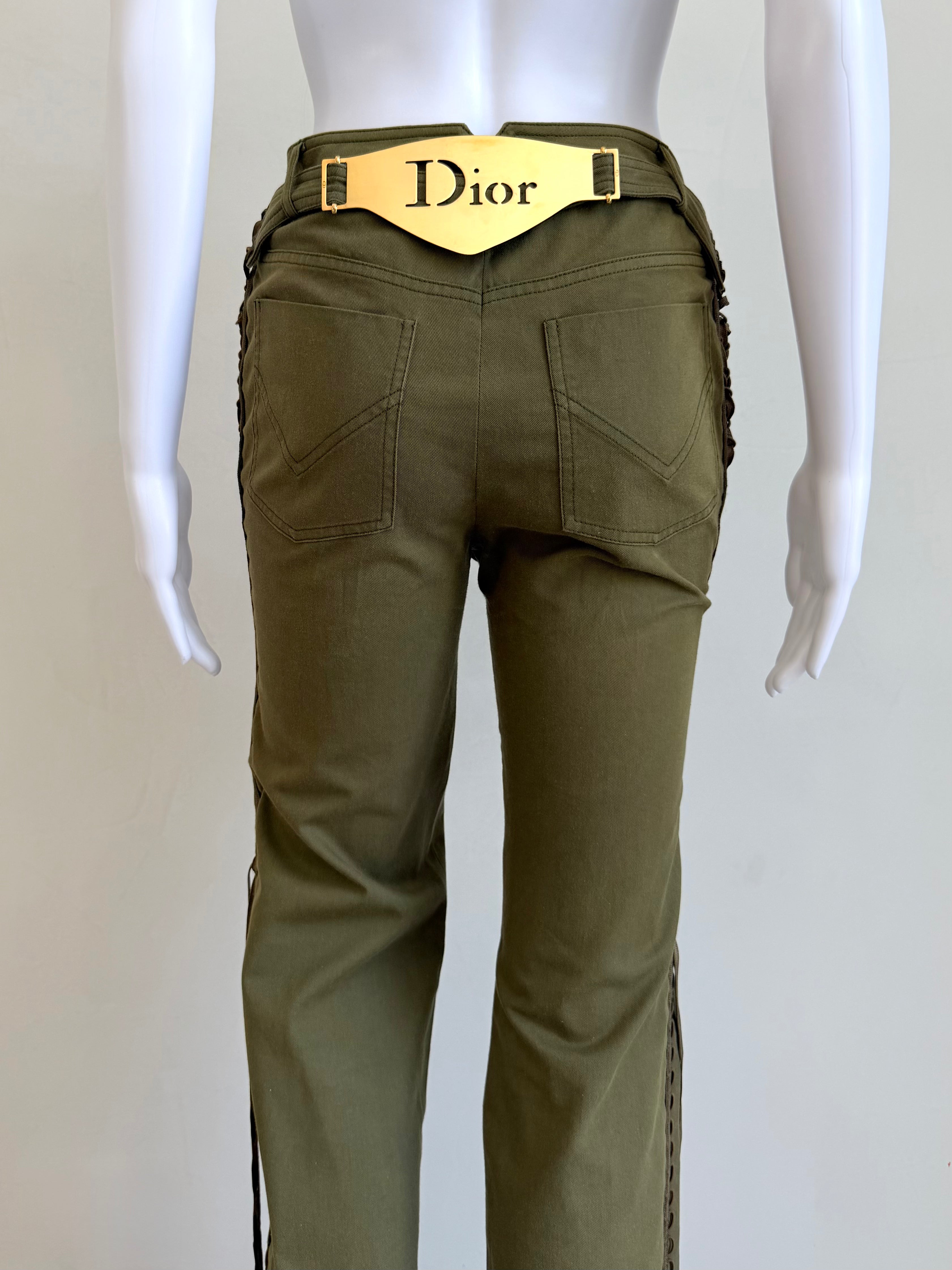 F/W 2002 Army & Gold Logo Name Plate Pants