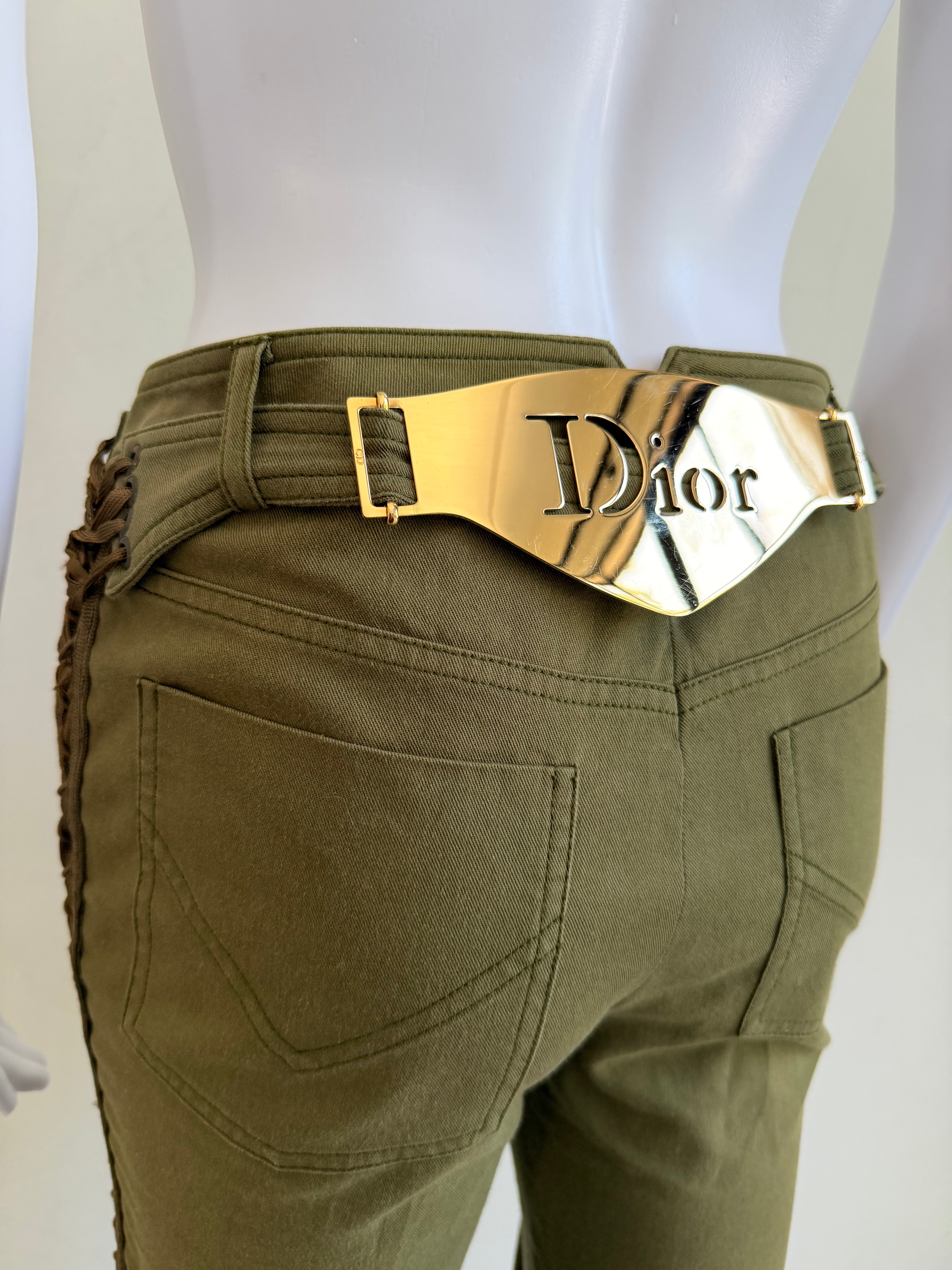F/W 2002 Army & Gold Logo Name Plate Pants