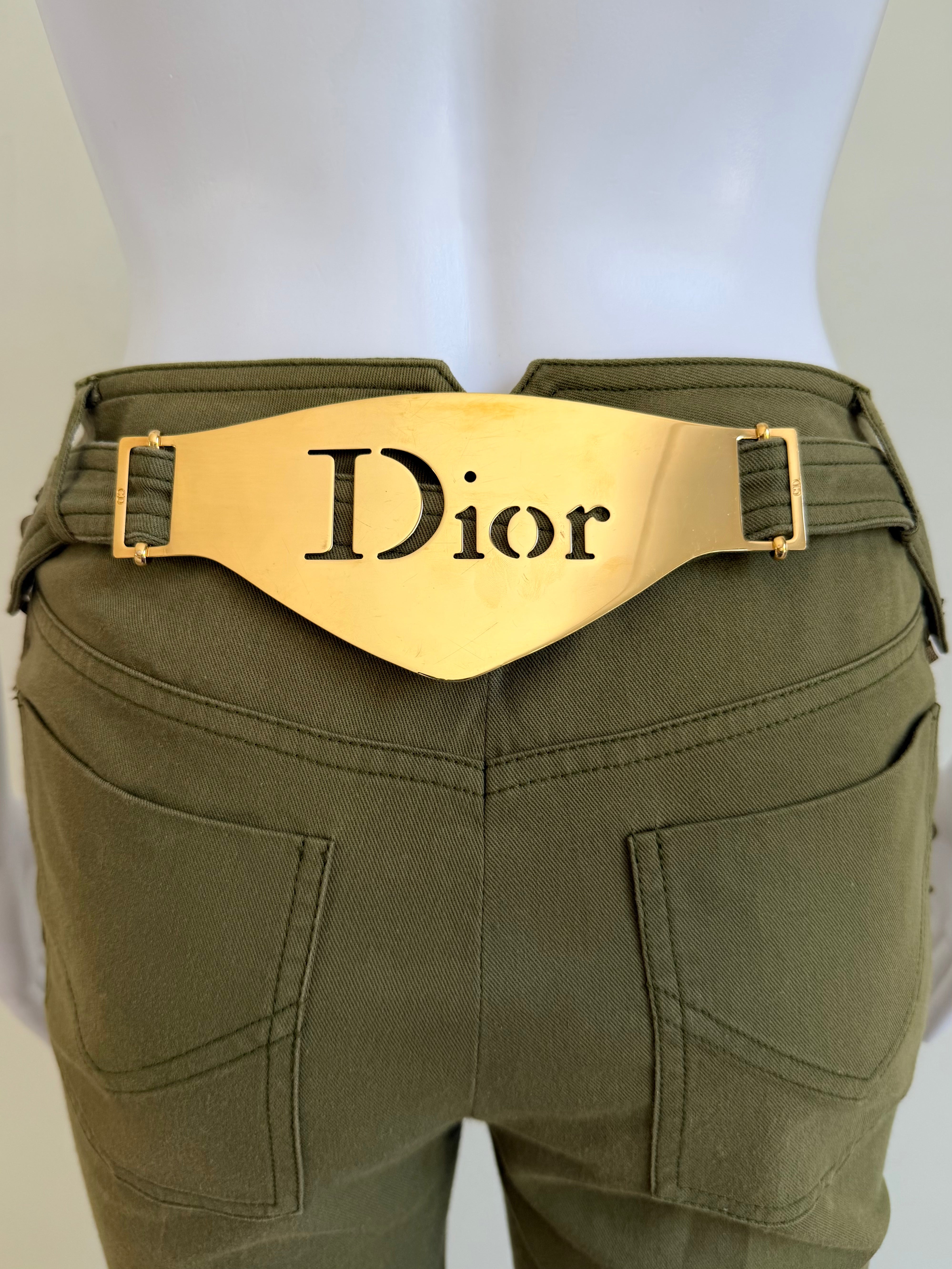 F/W 2002 Army & Gold Logo Name Plate Pants