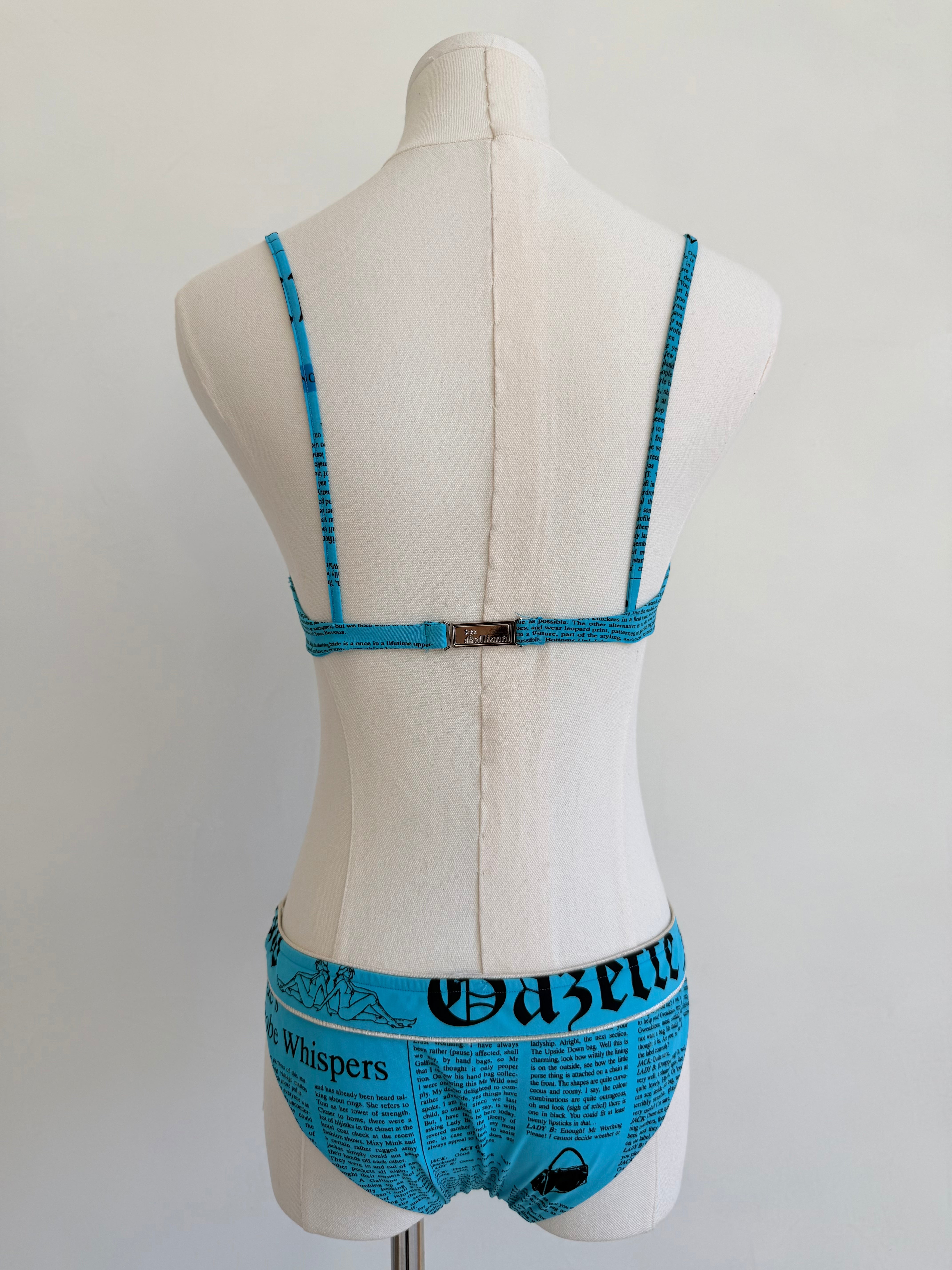 Blue “Gazette” Newspaper Print Bikini Set