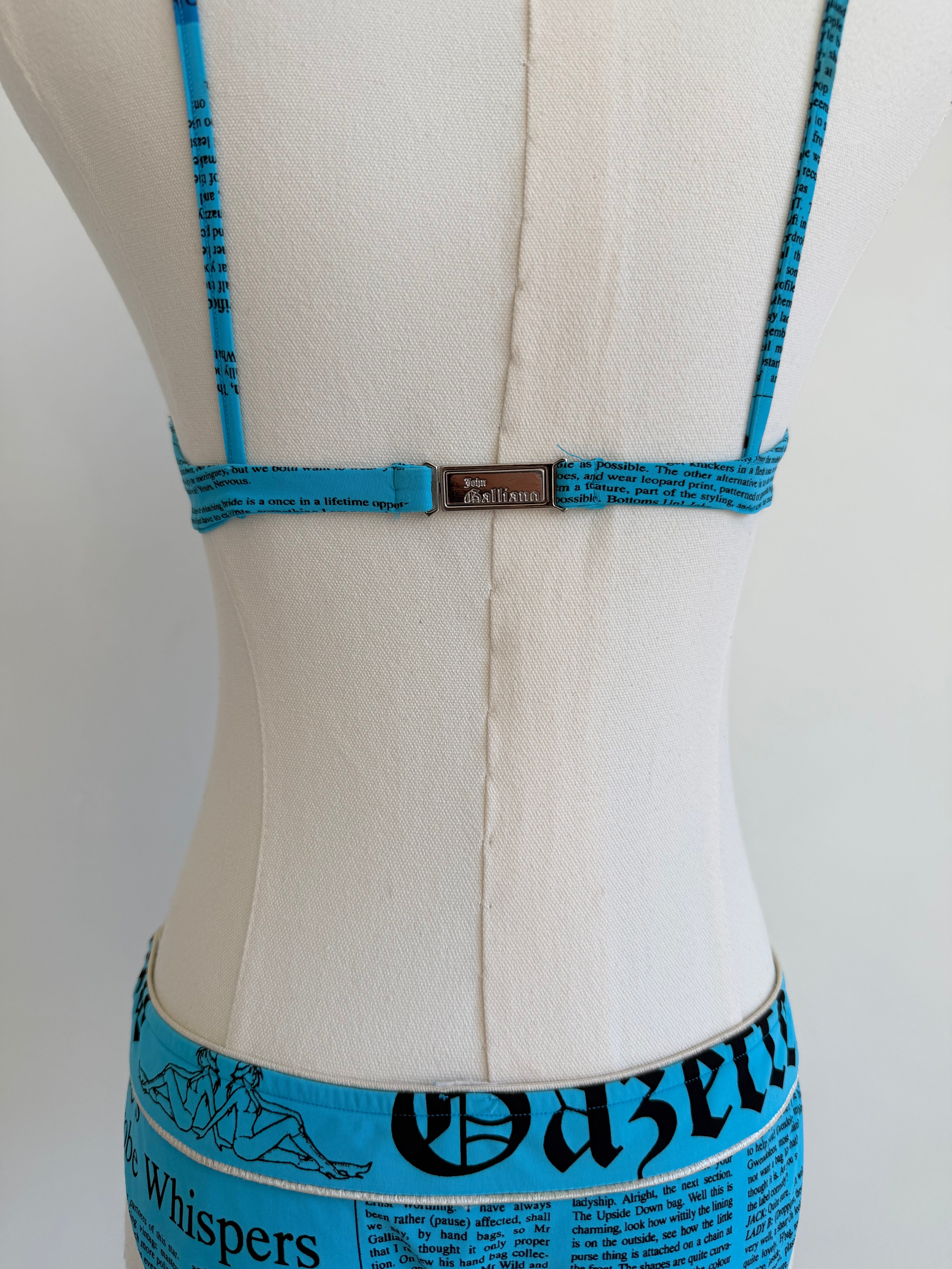 Blue “Gazette” Newspaper Print Bikini Set