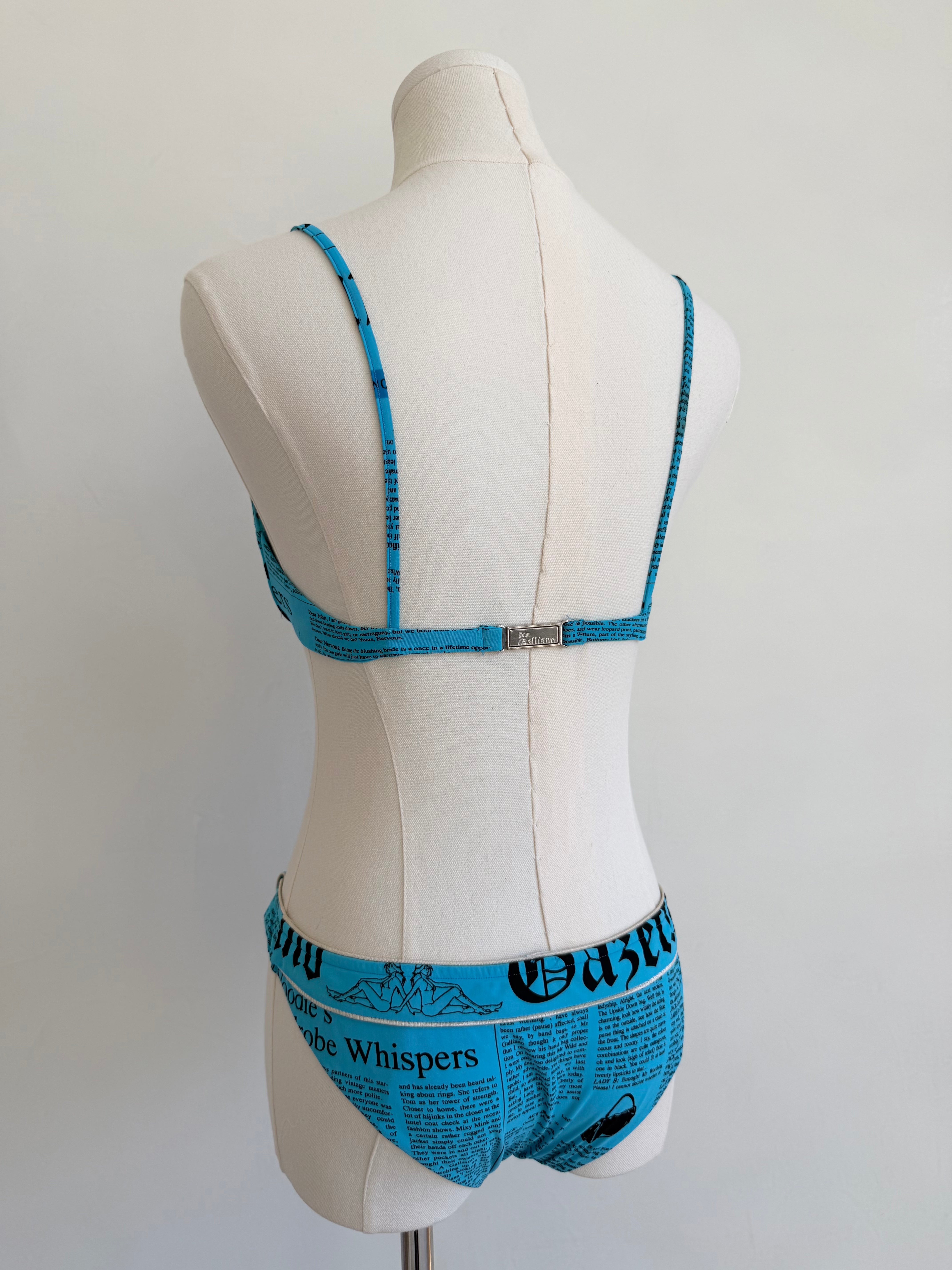 Blue “Gazette” Newspaper Print Bikini Set