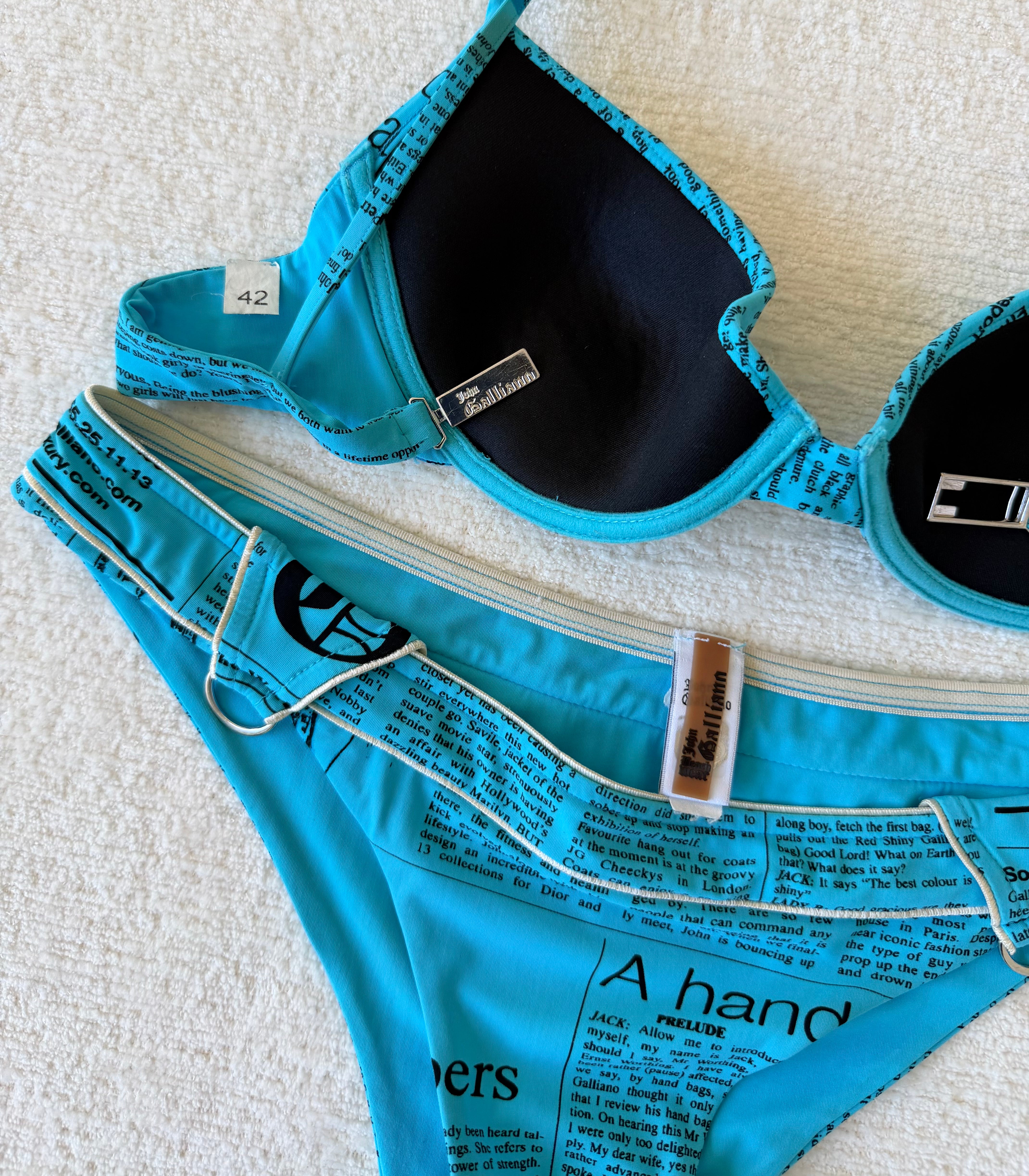 Blue “Gazette” Newspaper Print Bikini Set