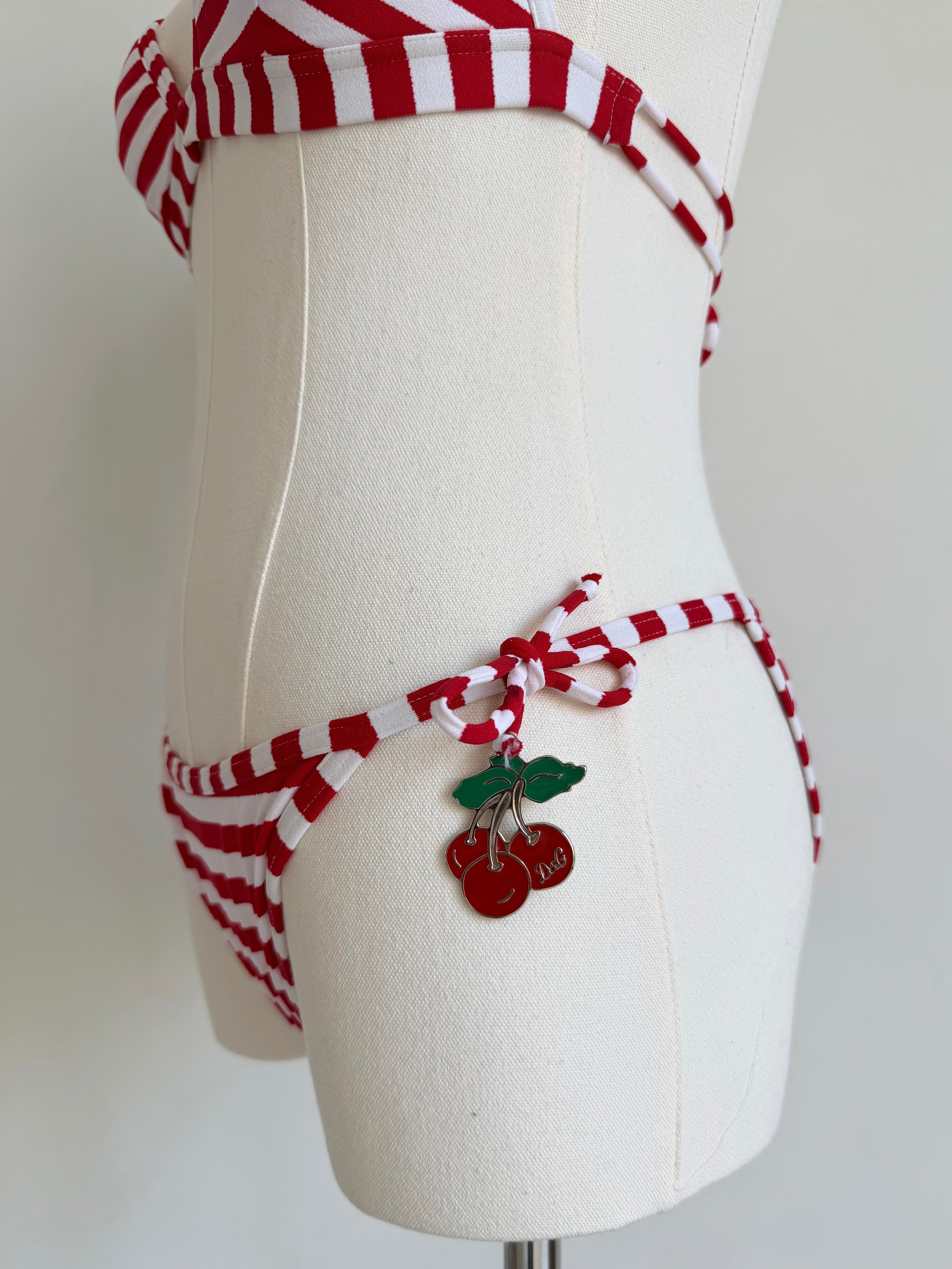Red & White Stripe Cherry Bikini