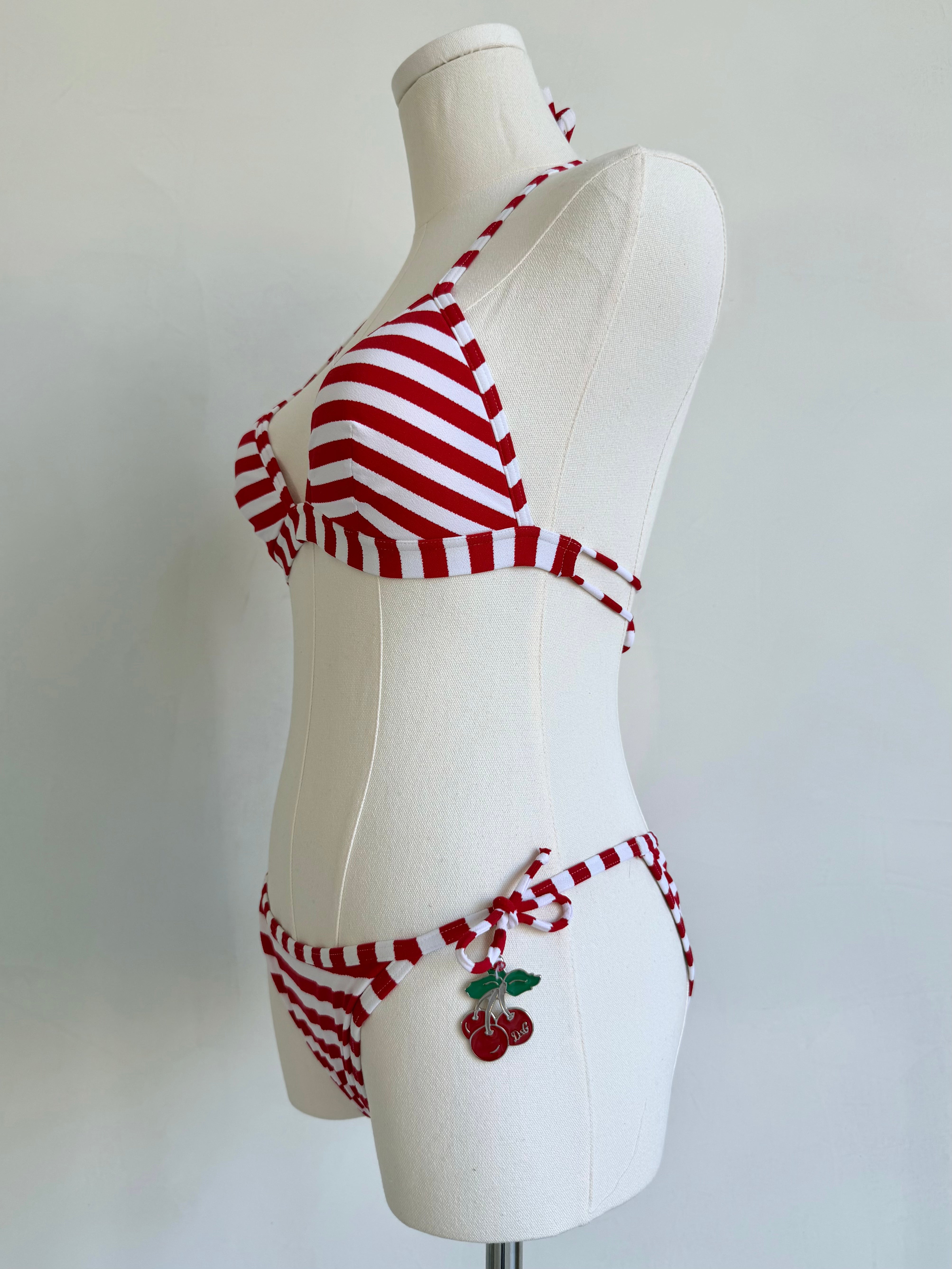 Red & White Stripe Cherry Bikini