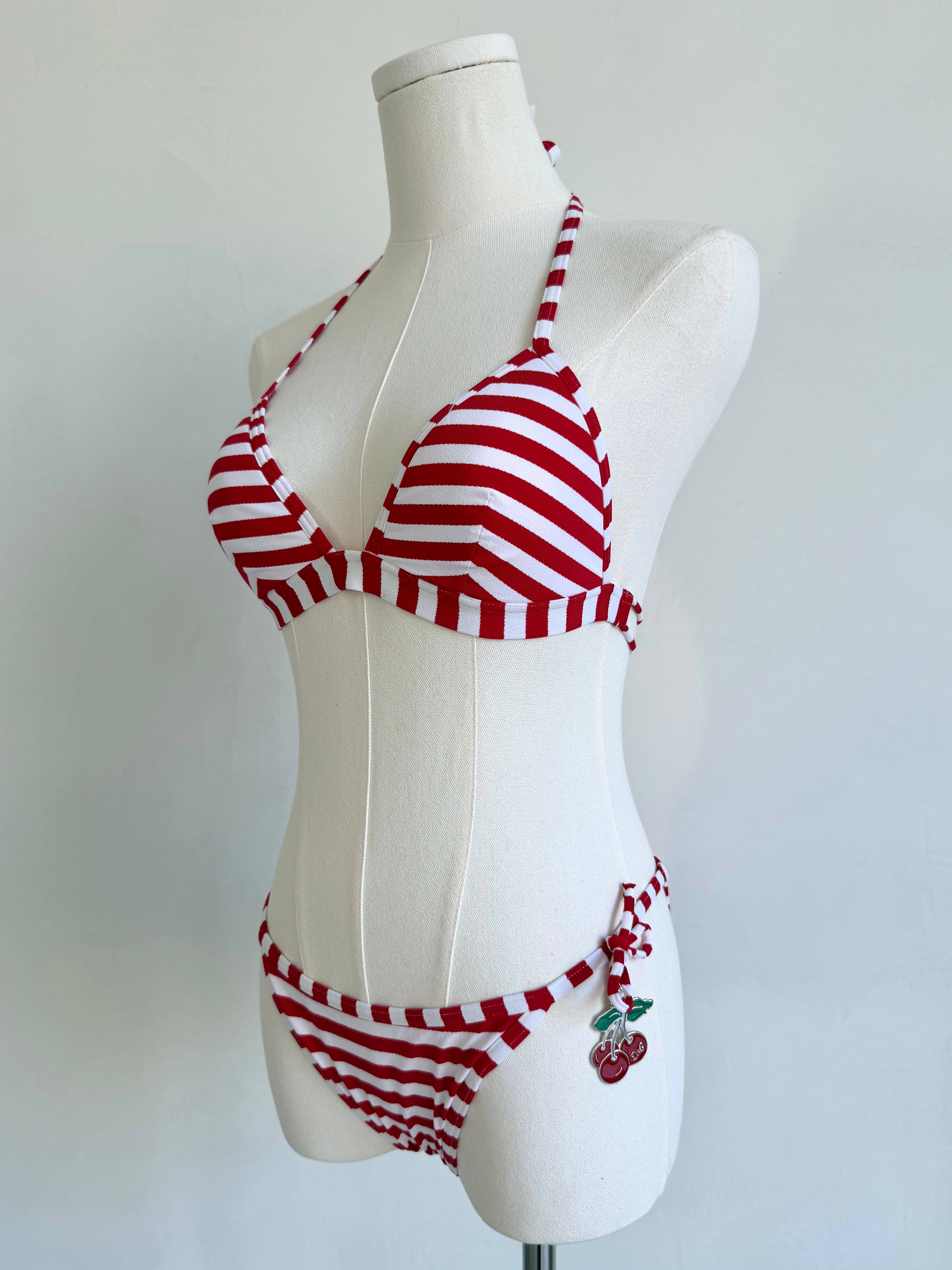Red & White Stripe Cherry Bikini
