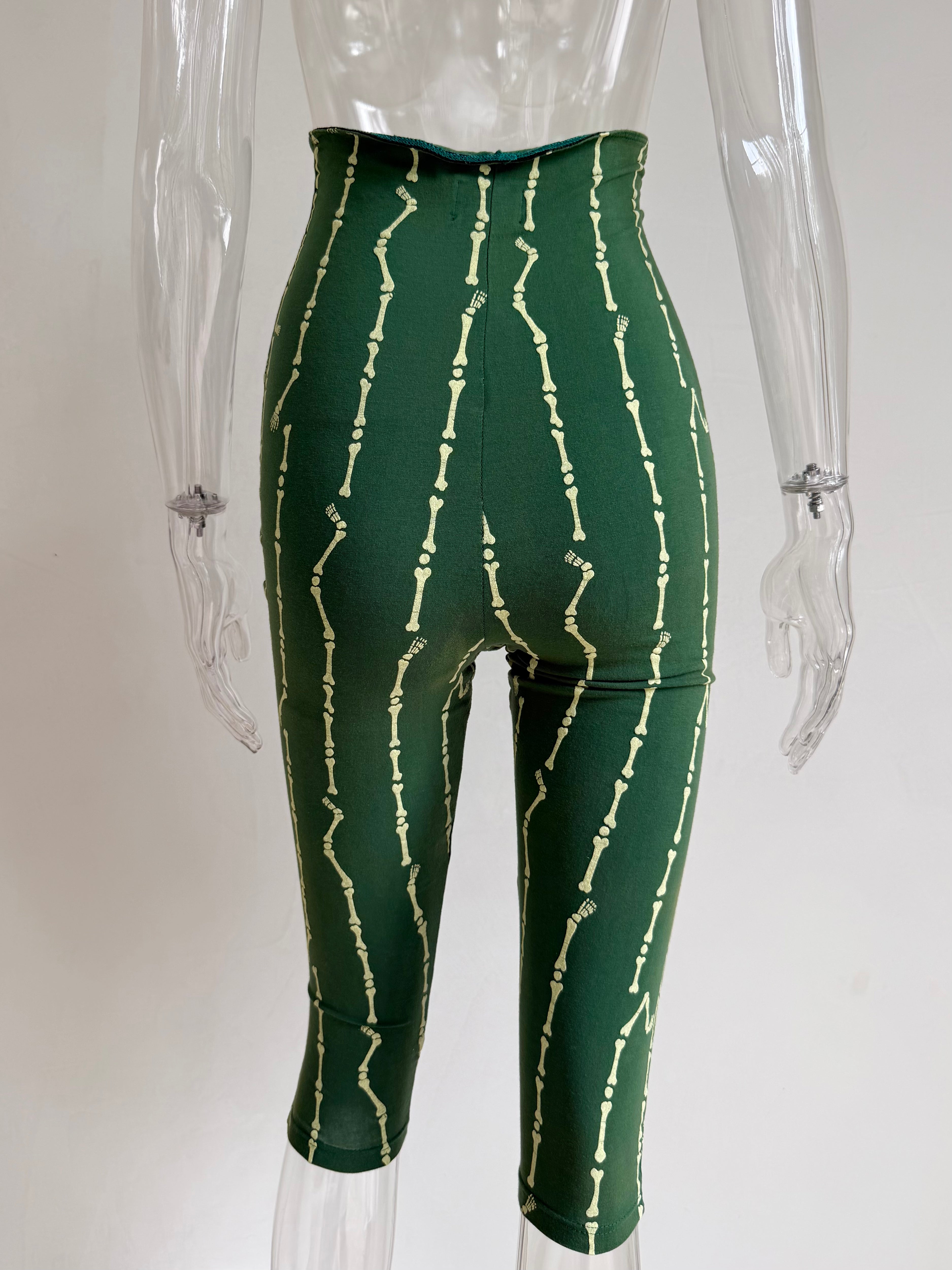 S/S 1988 Skeletal Bones Pinstripe Green Capri Pants