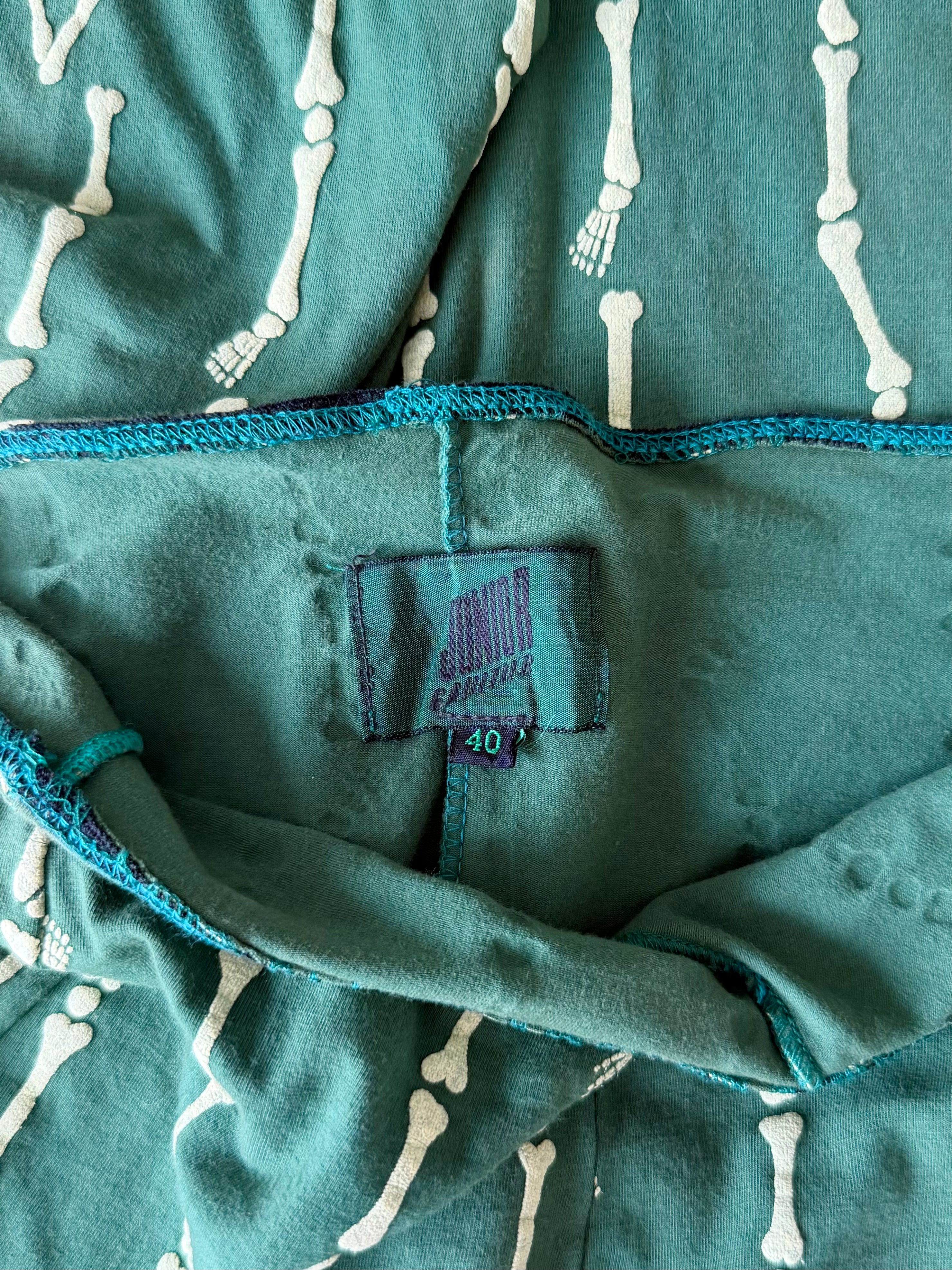 S/S 1988 Skeletal Bones Pinstripe Green Capri Pants