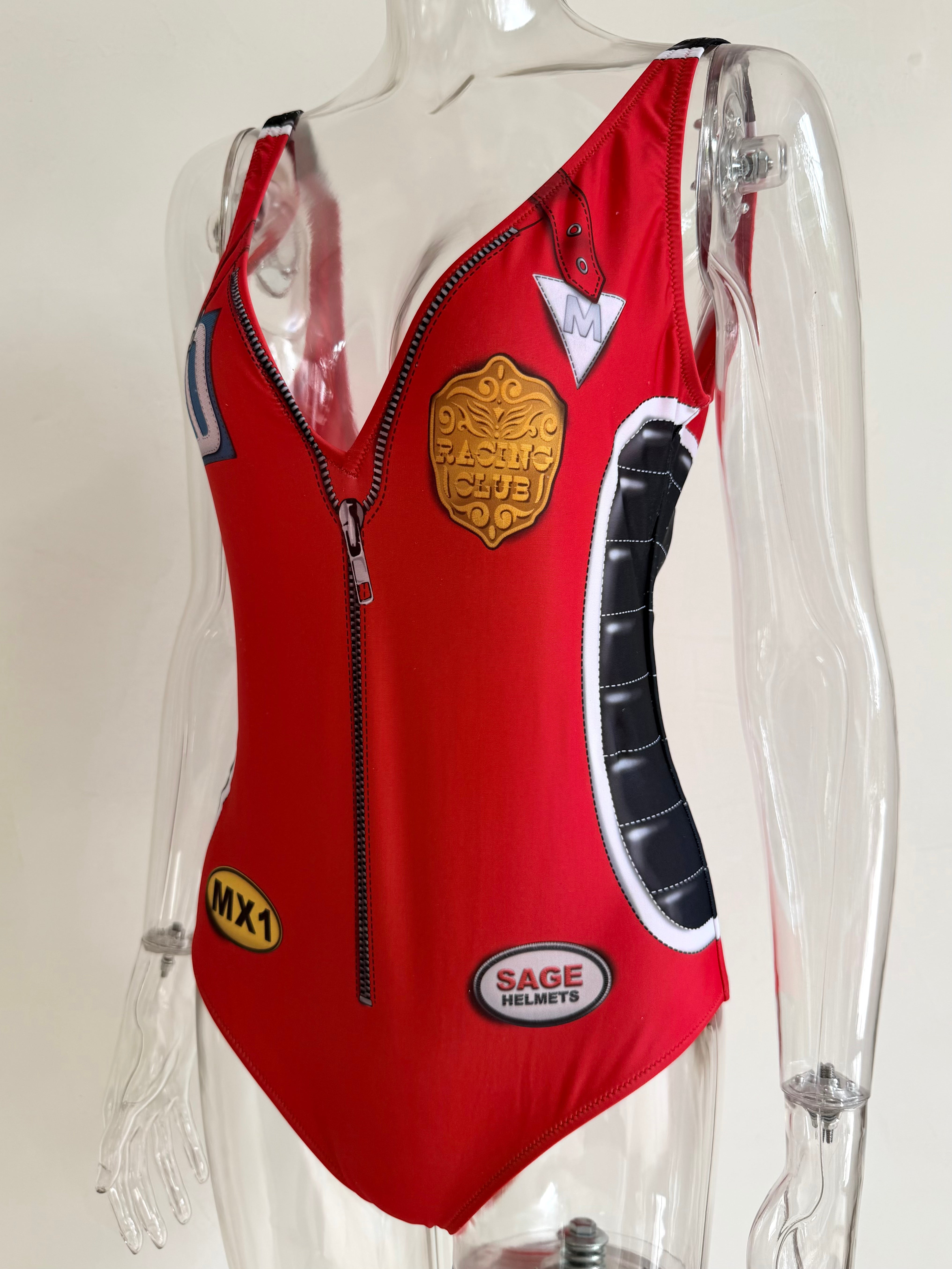 Resort 2018 Red Racer One-Piece