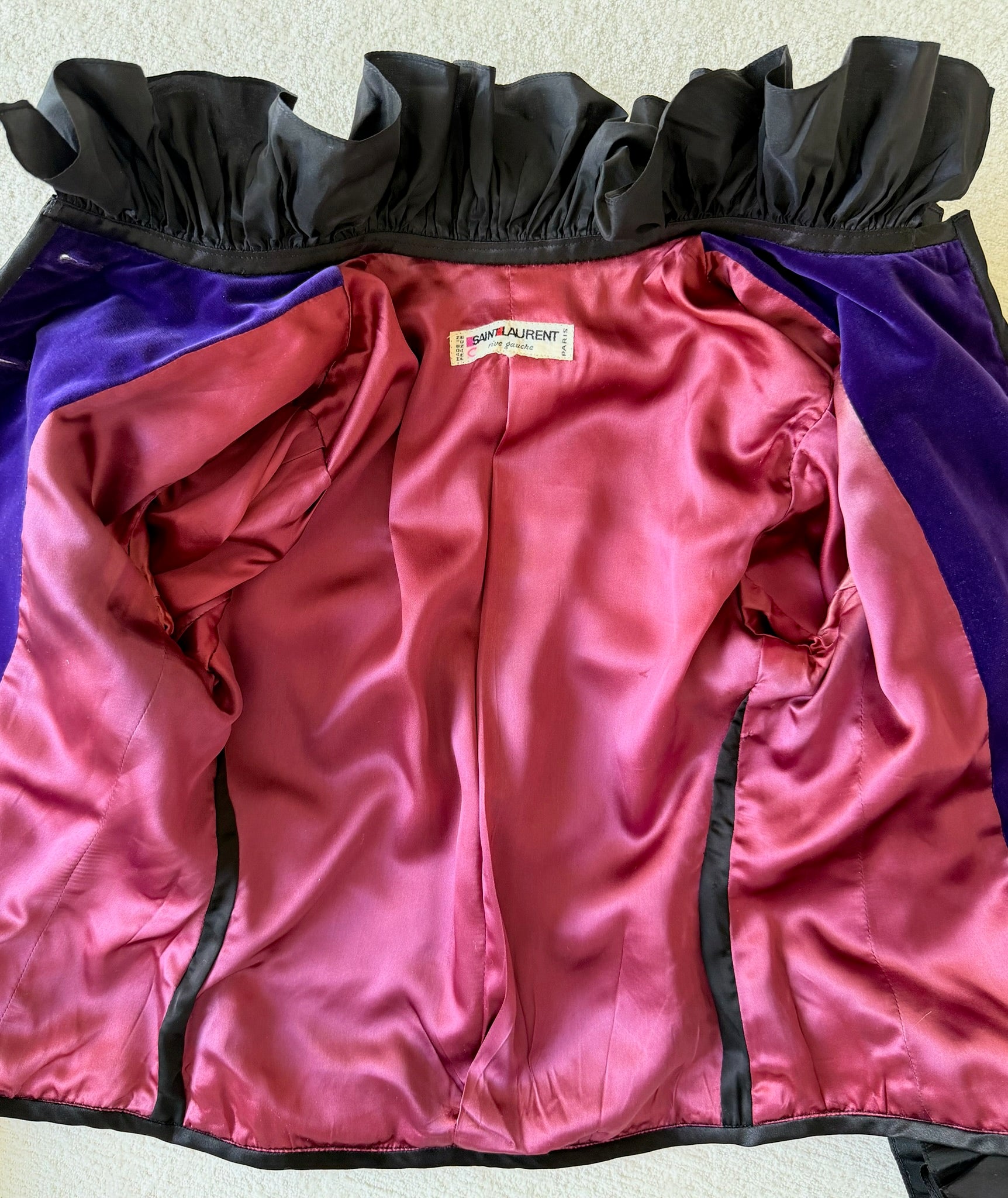 F/W 1982 Purple Velvet Rive Gauche Ruffled Jacket