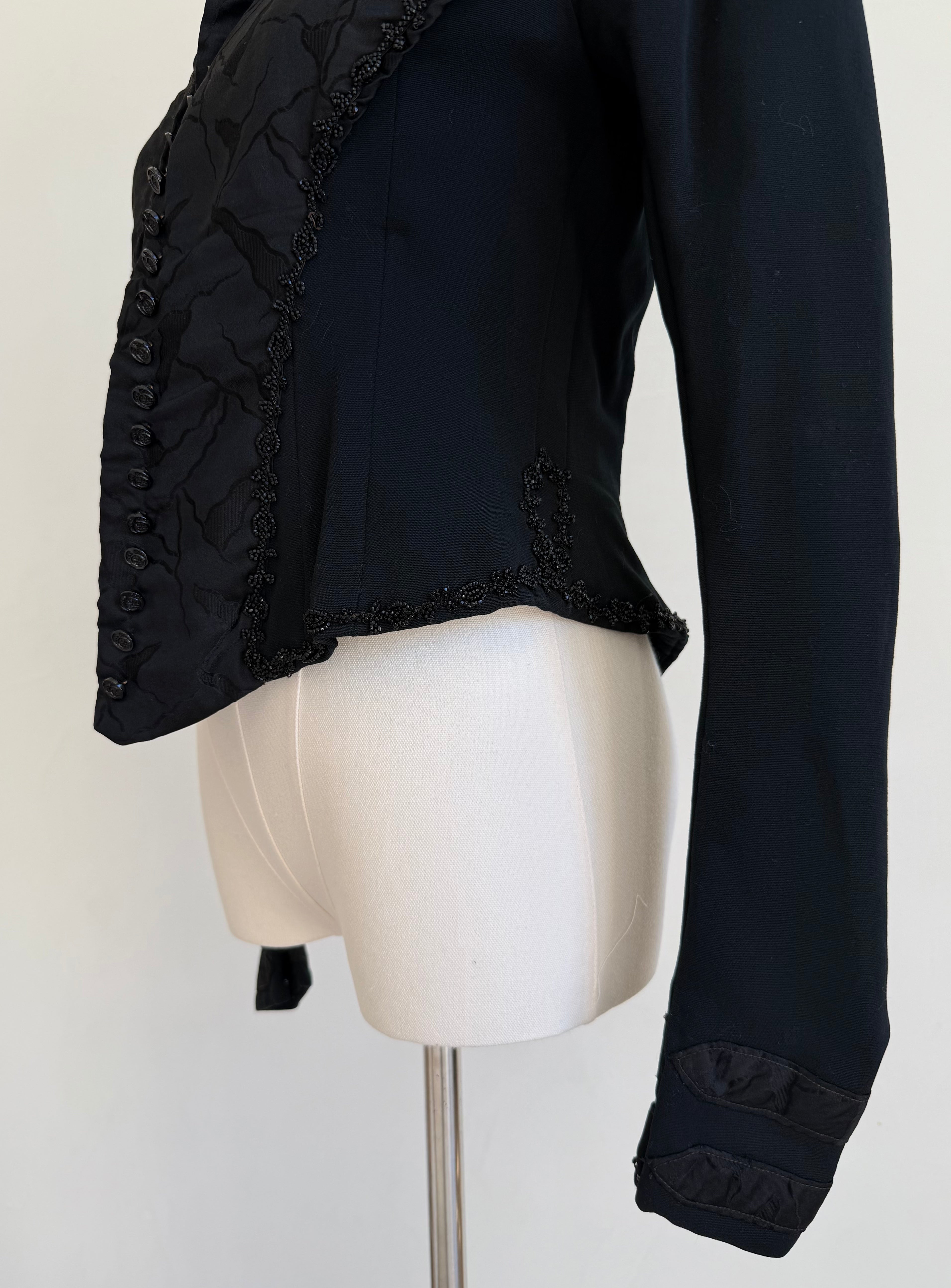 Late Victorian–Early Edwardian Black Beaded Bodice Jacket