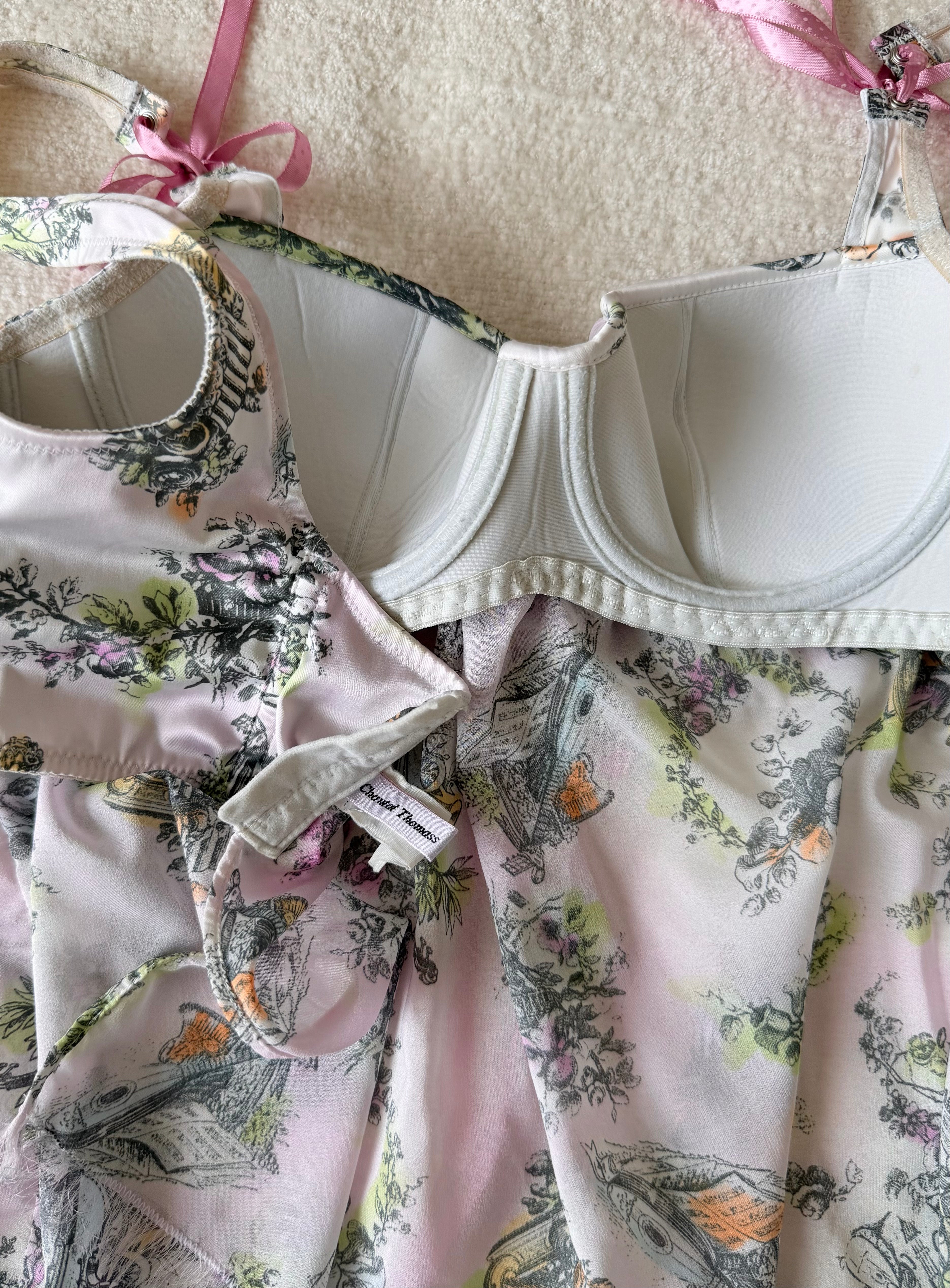 Lavender Sheer “Boudoir Toile” Ribbon Corset Top
