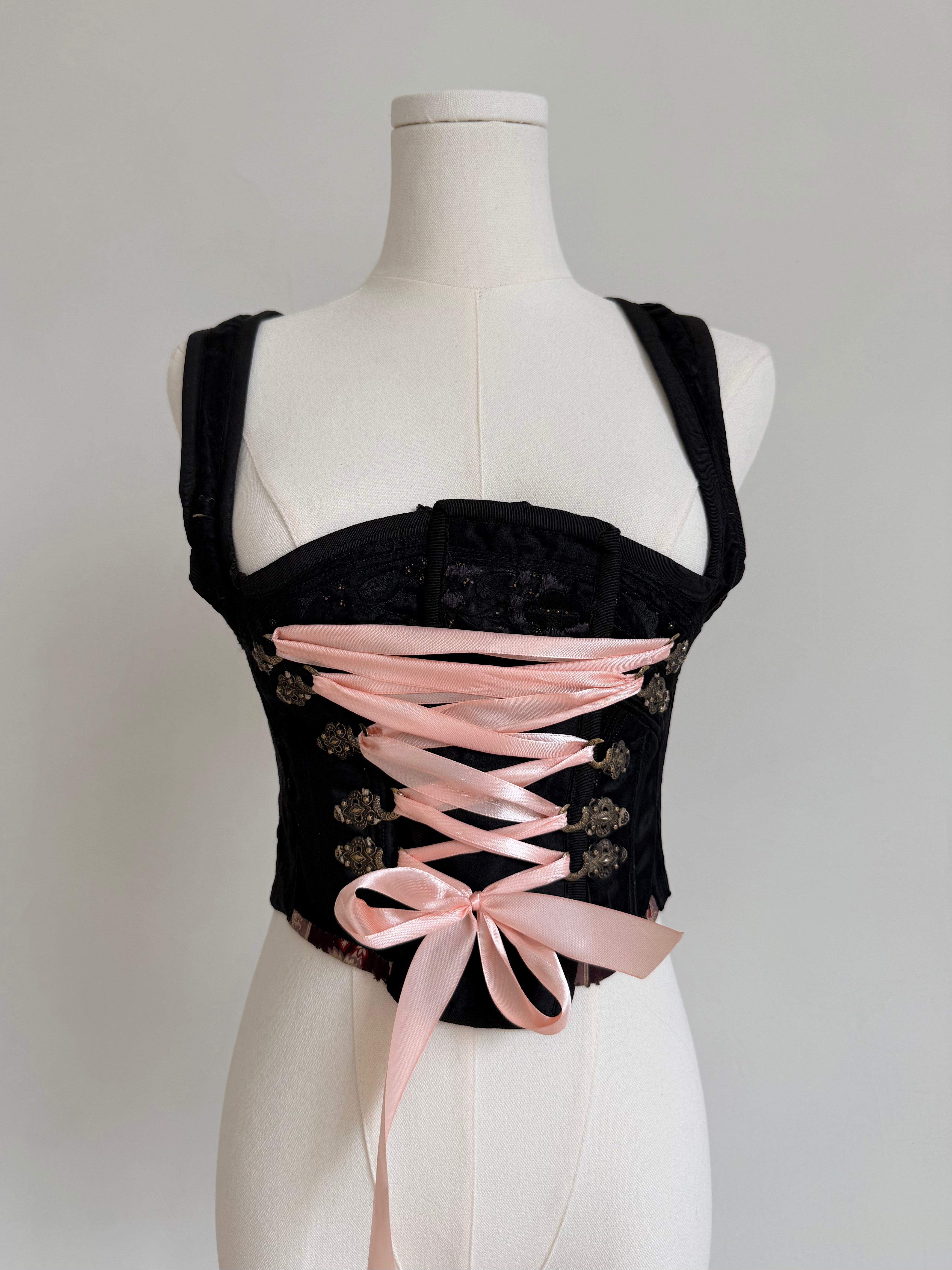 Black Lace Up Harness Corset
