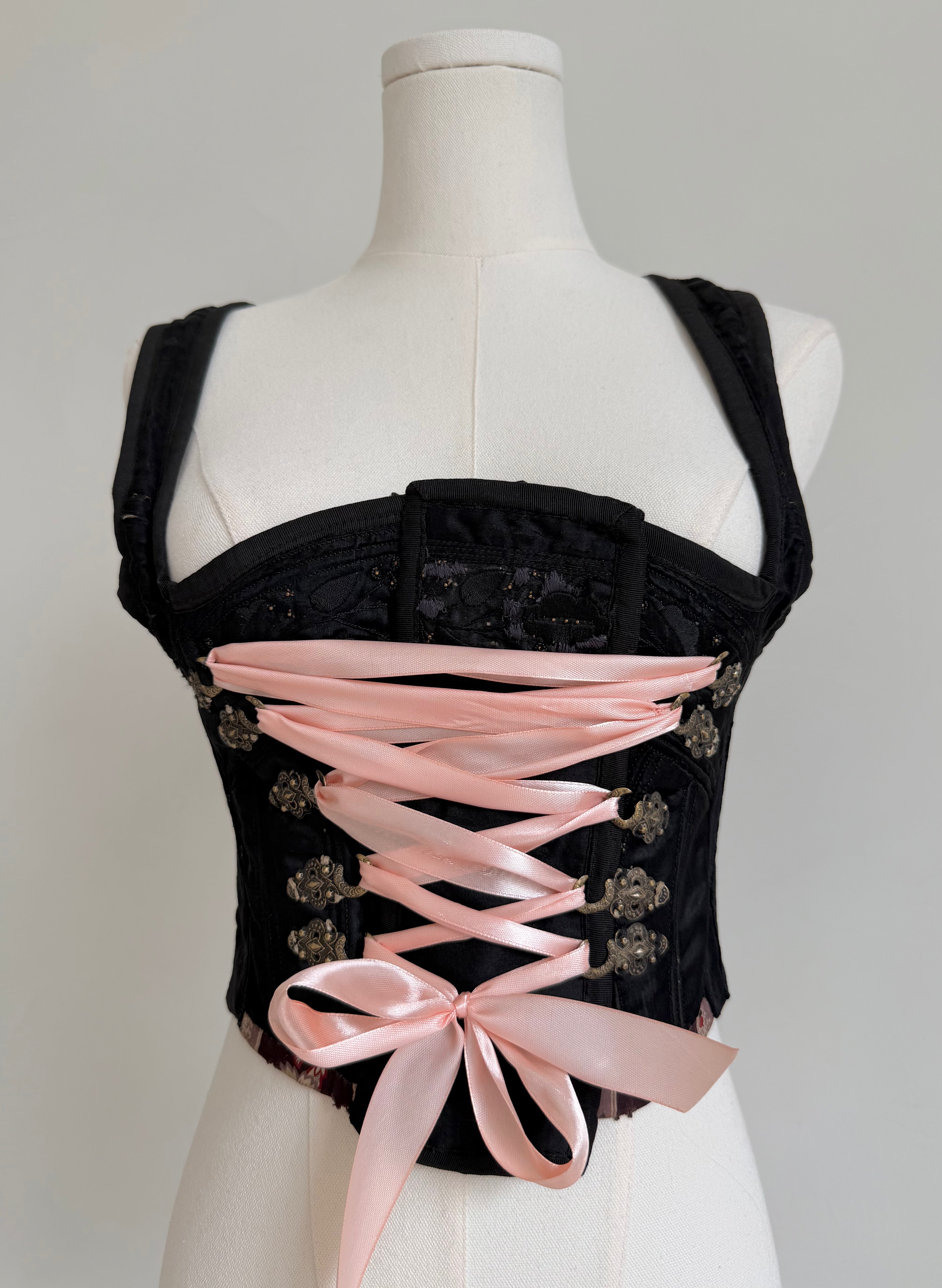 Black Lace Up Harness Corset