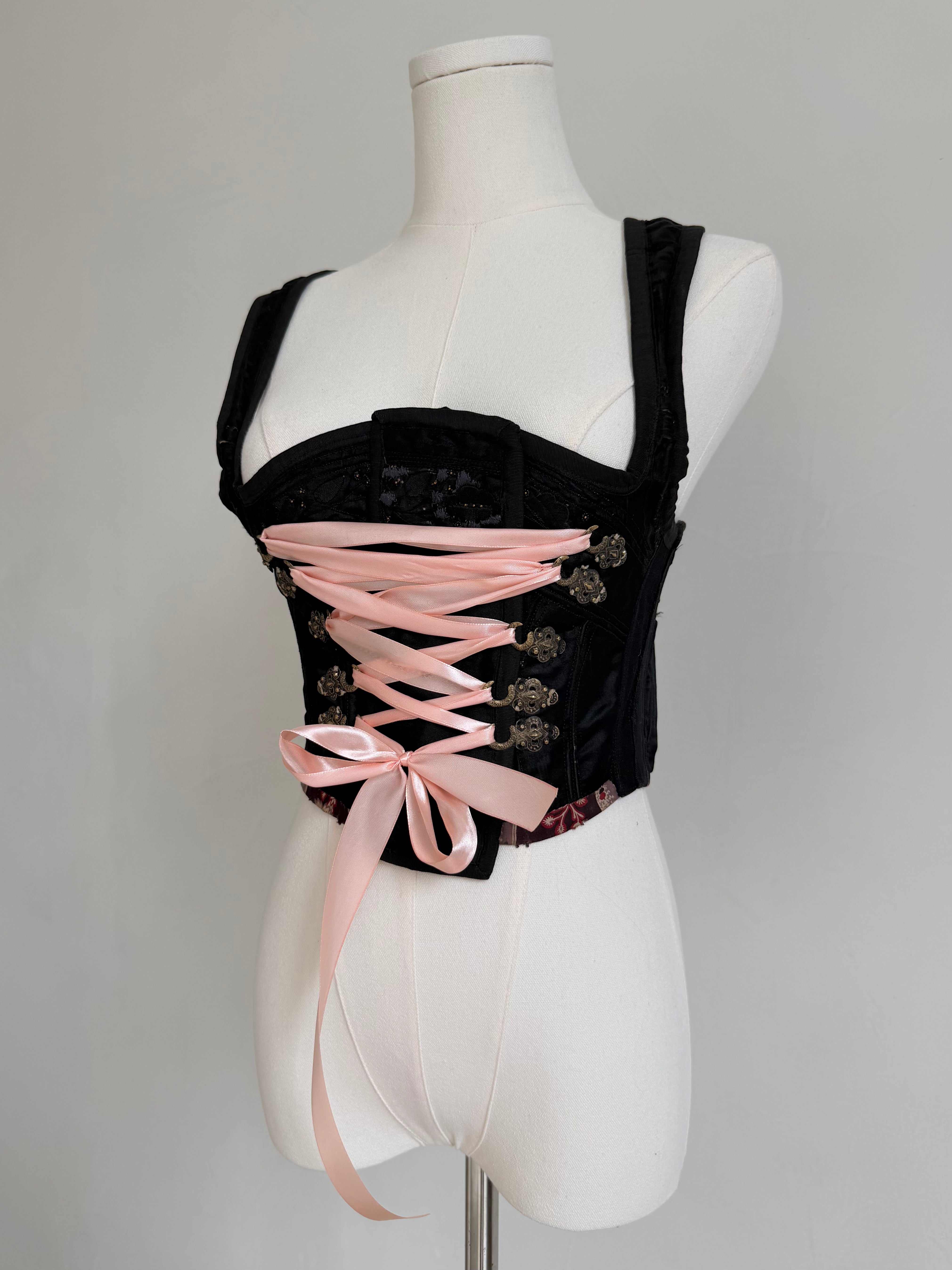 Black Lace Up Harness Corset