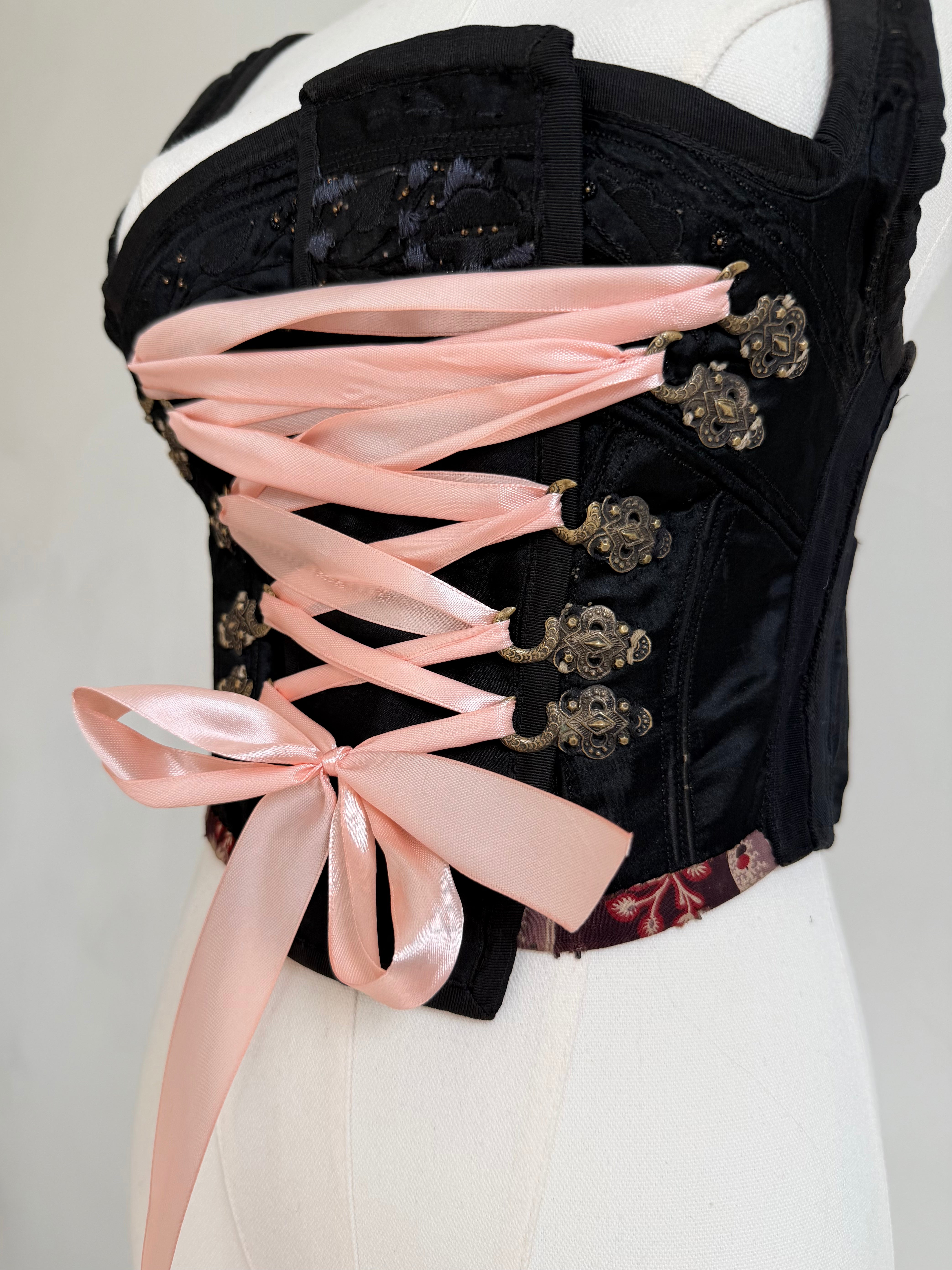 Black Lace Up Harness Corset