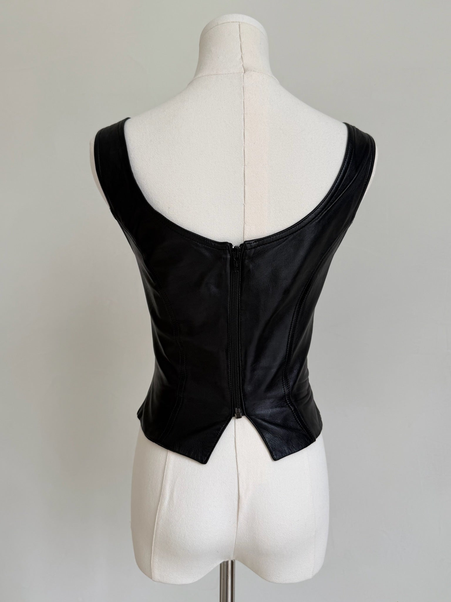 Black Leather Lace Up Top