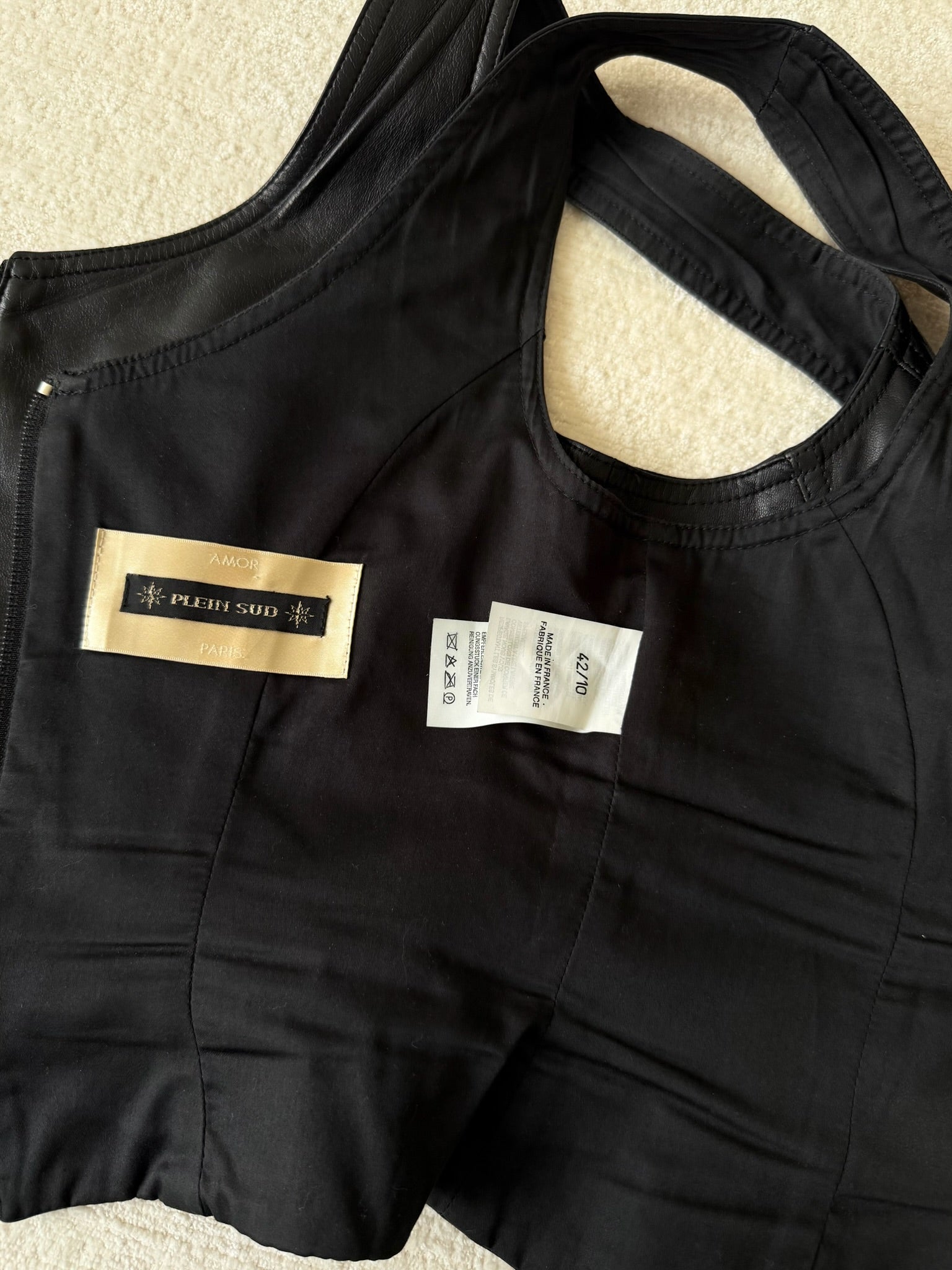 Black Leather Lace Up Top