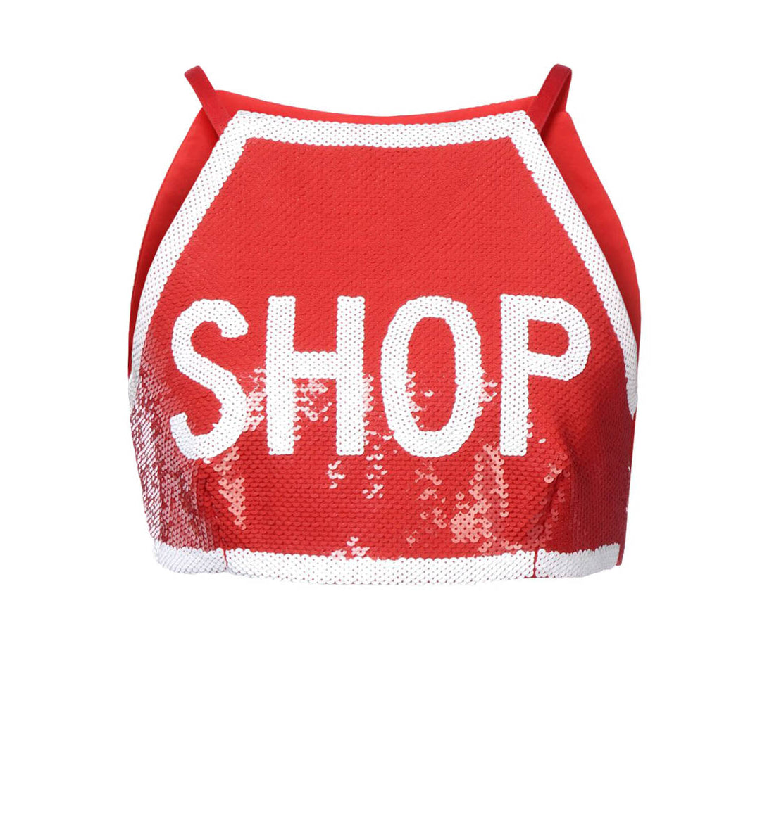 S/S 2016 Sequined "Shop" Crop Top