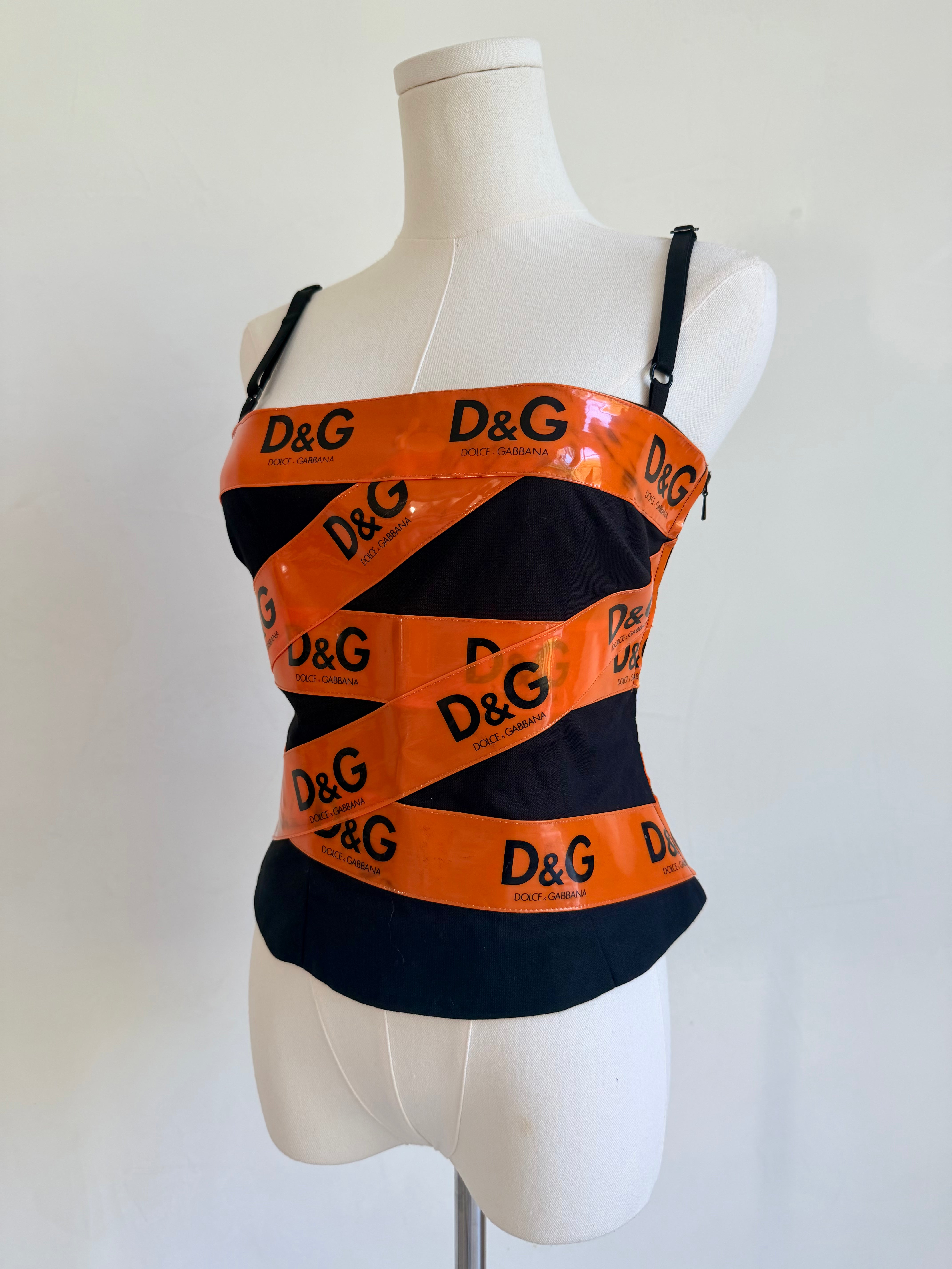 S/S 2001 Black & Orange Logo Tape Top