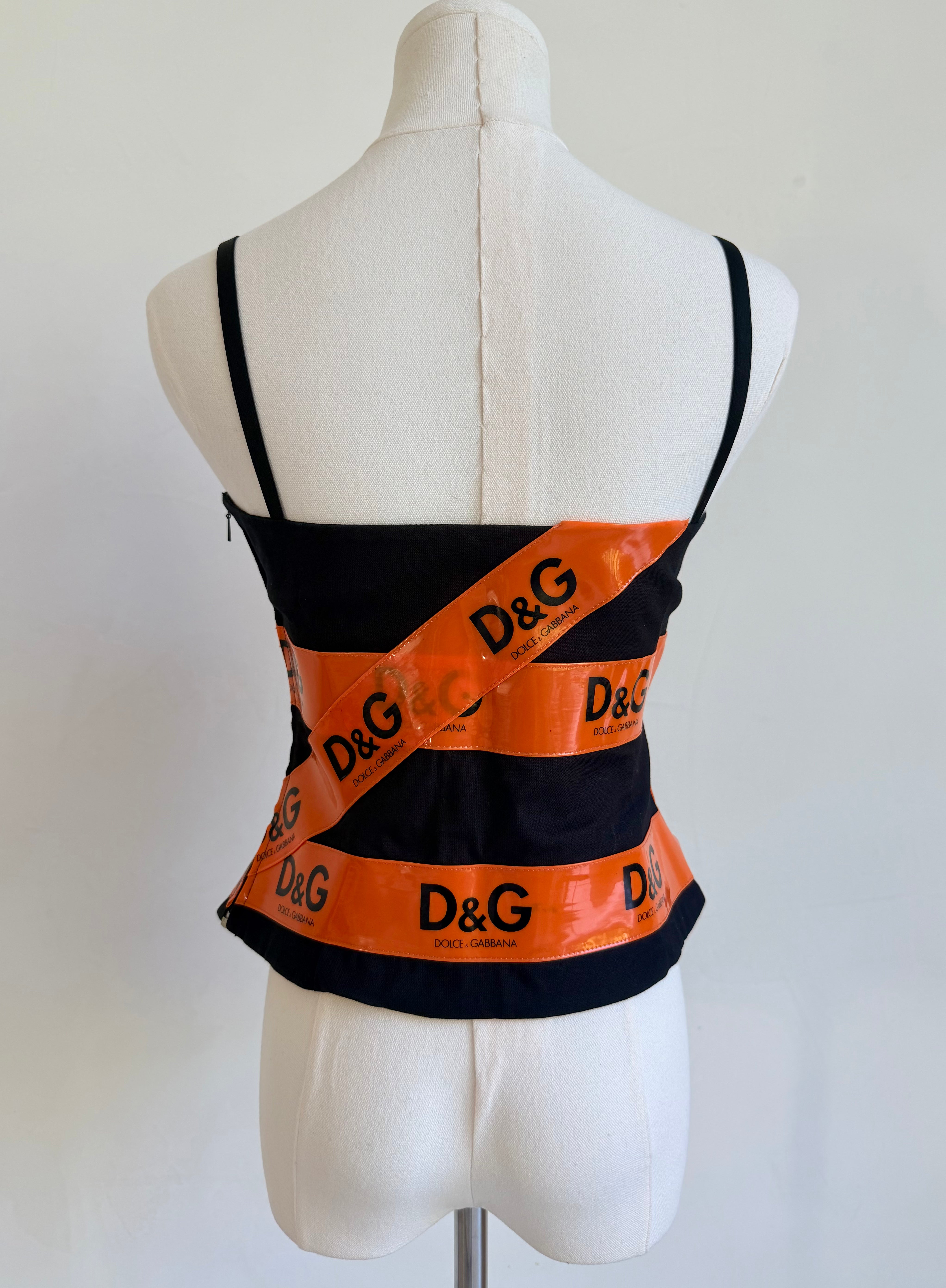 S/S 2001 Black & Orange Logo Tape Top