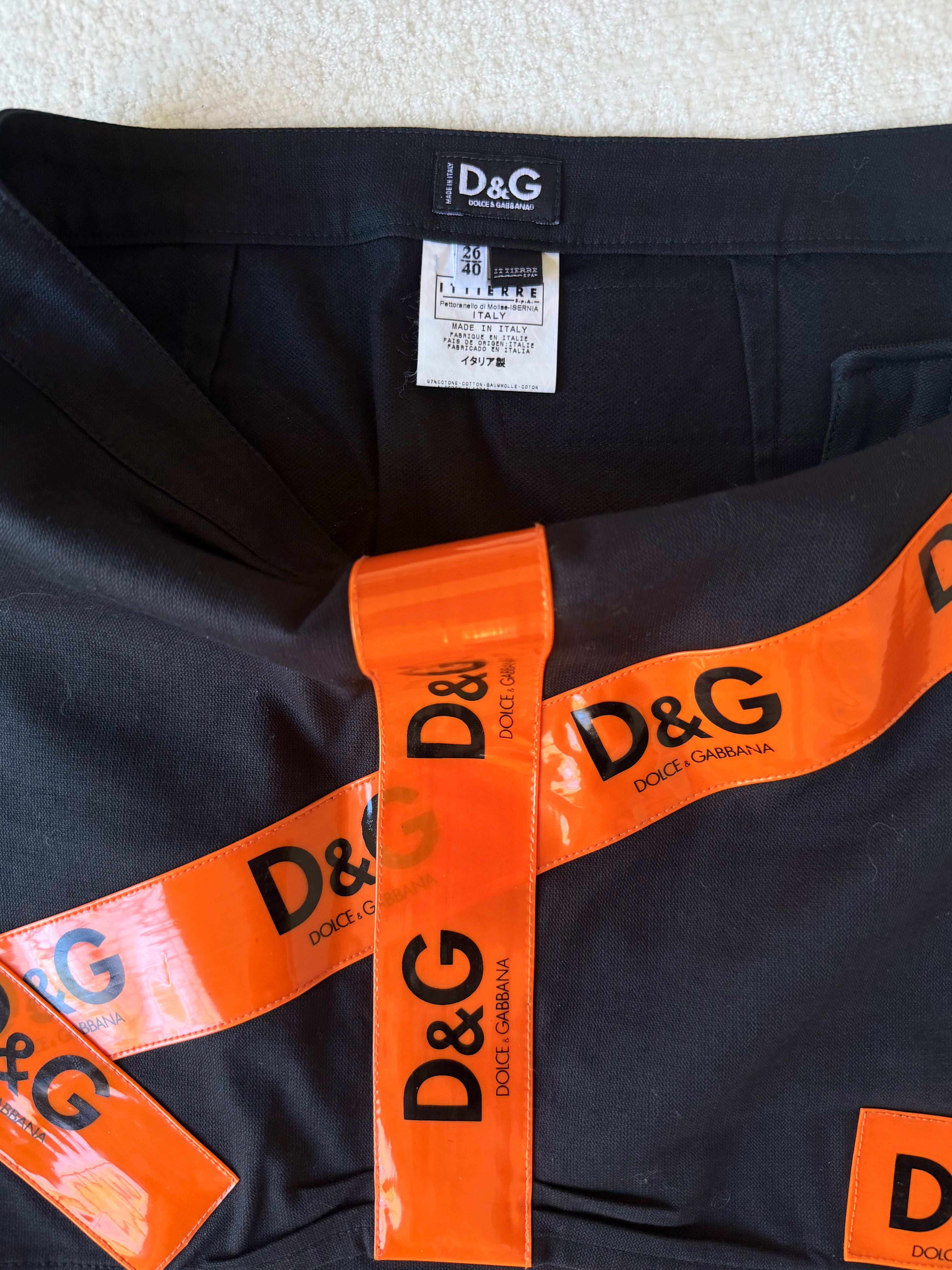 S/S 2001 Black & Orange Logo Tape Skirt