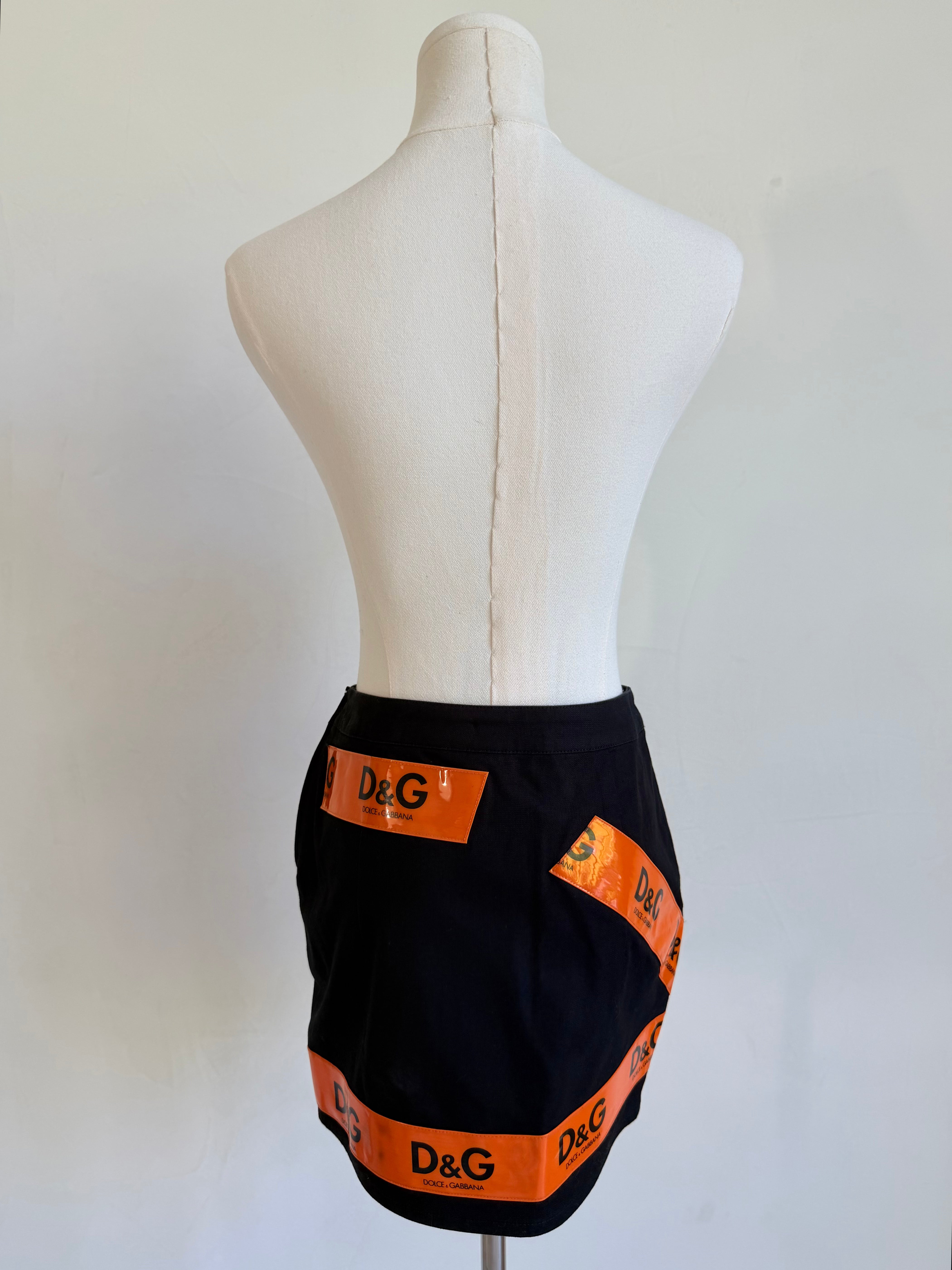 S/S 2001 Black & Orange Logo Tape Skirt