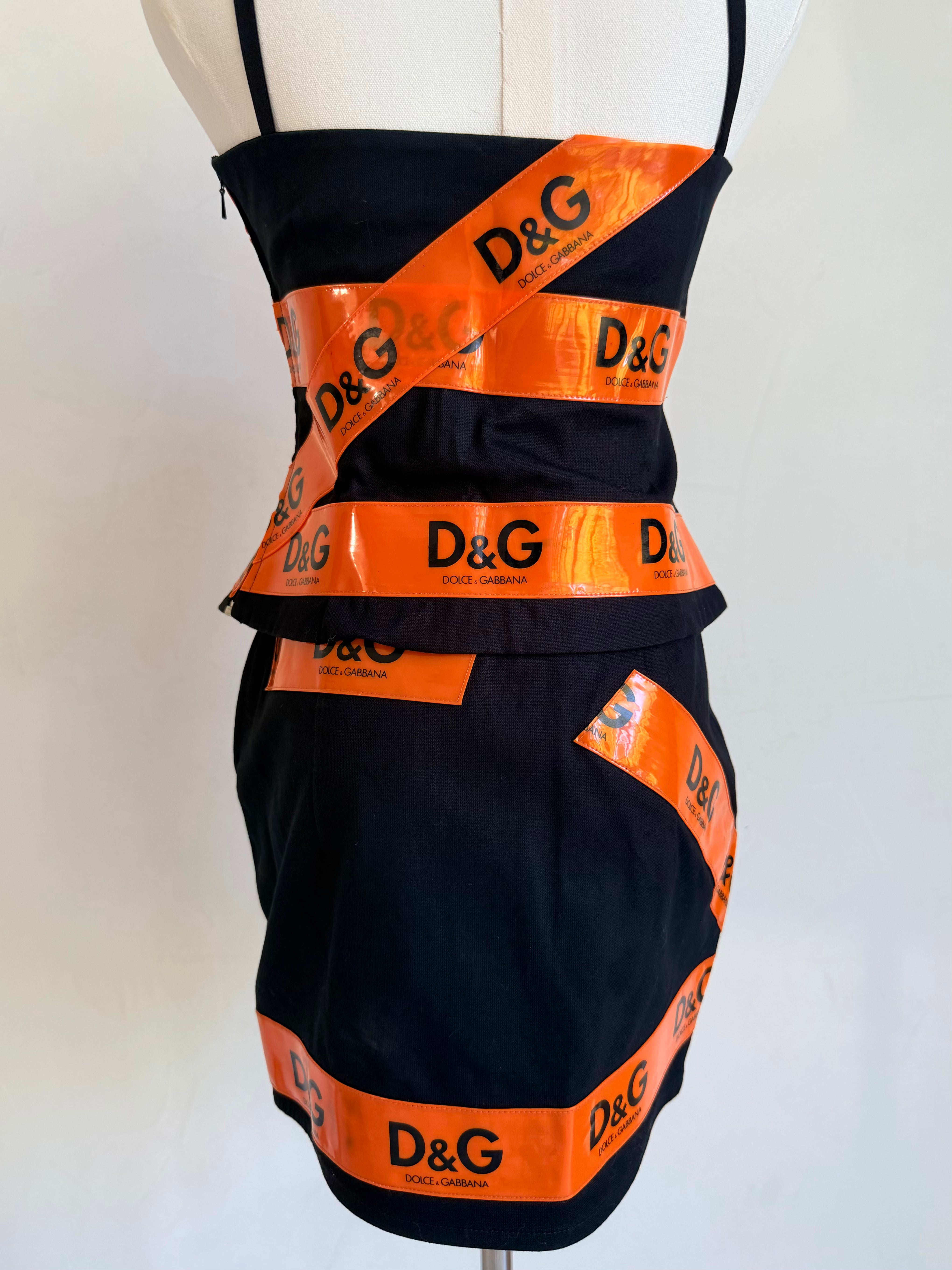 S/S 2001 Black & Orange Logo Tape Skirt